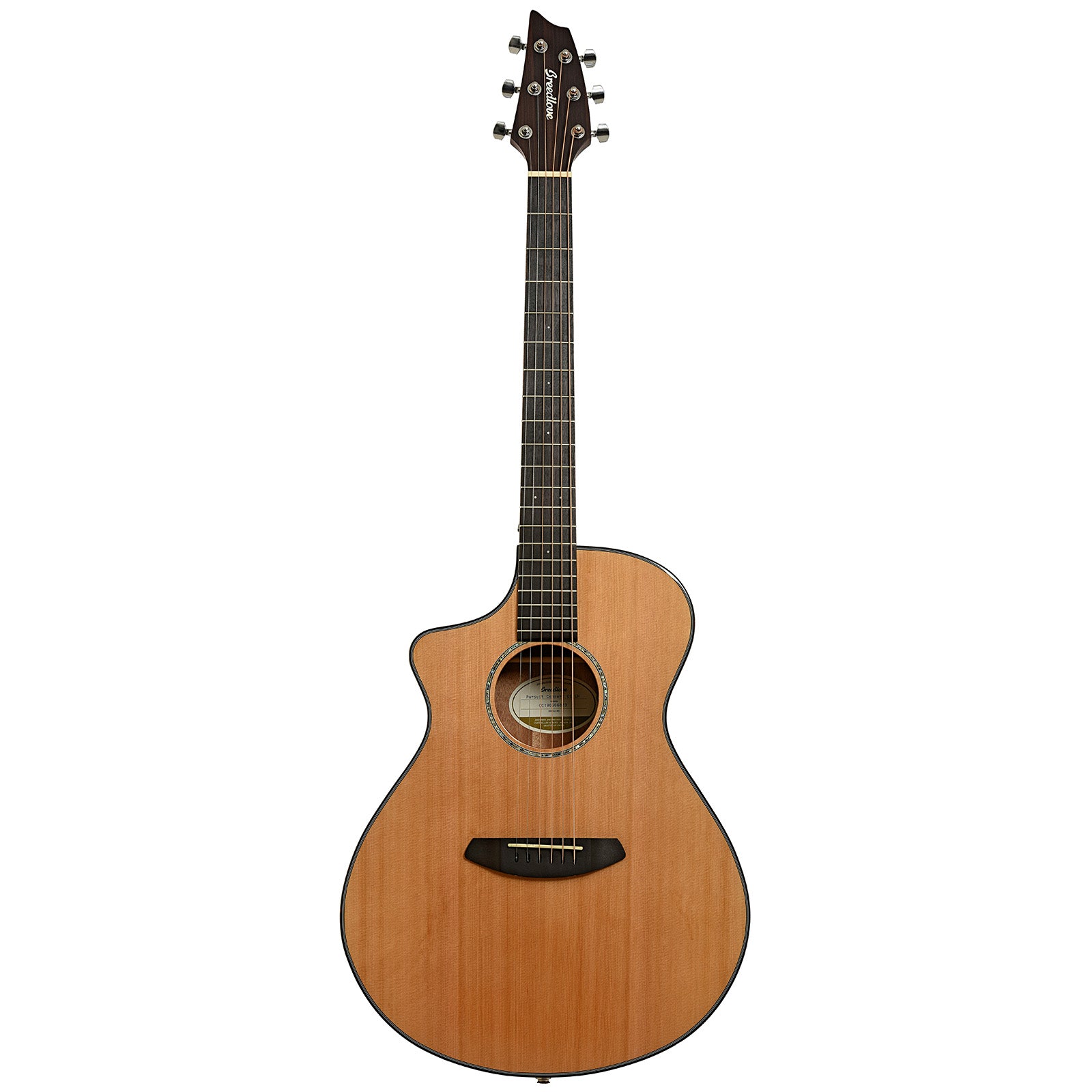 Full front of Breedlove Pursuit Concert CE Left Handed Acoustic Guitar