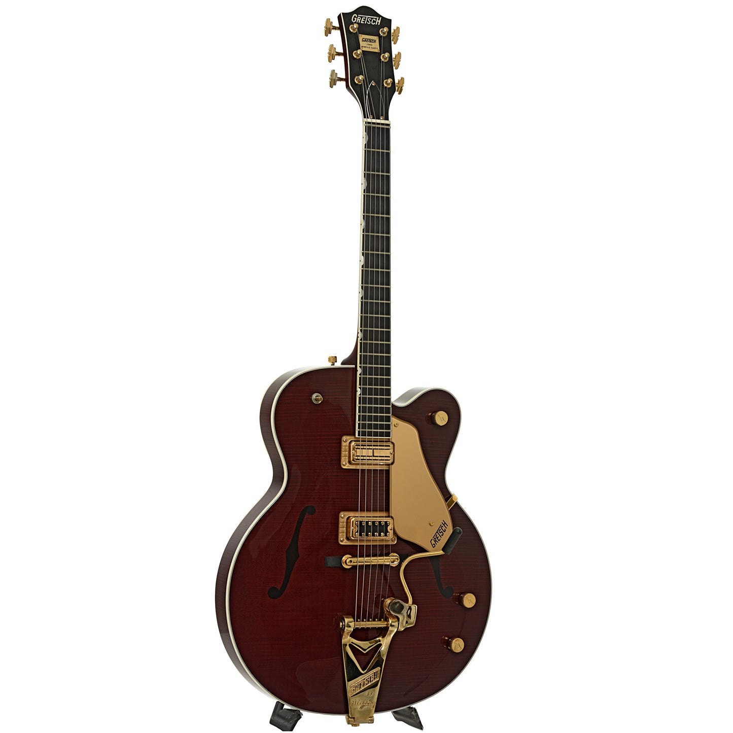 Full front and side of Gretsch G6122-1959 Nashville Classic Hollowbody Electric Guitar