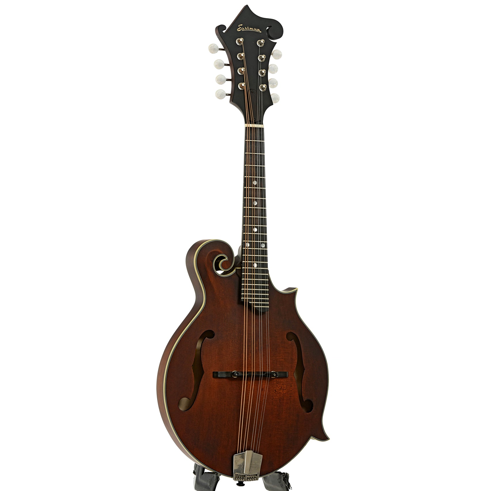 Full front and side of Eastman MD315 F-Style Mandolin