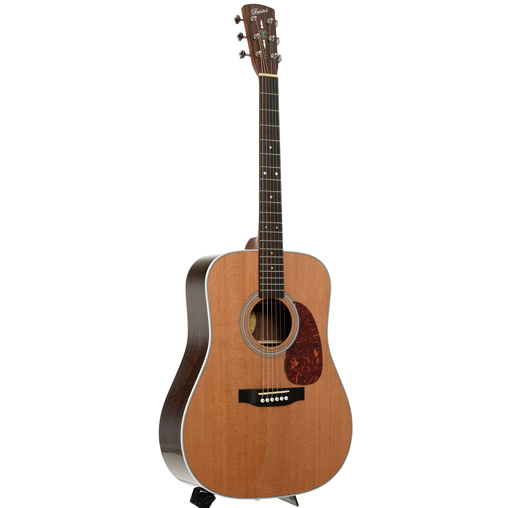 Full front and side of Bristol by Blueridge BL-160 Deluxe Series Dreadnought Acoustic Guitar