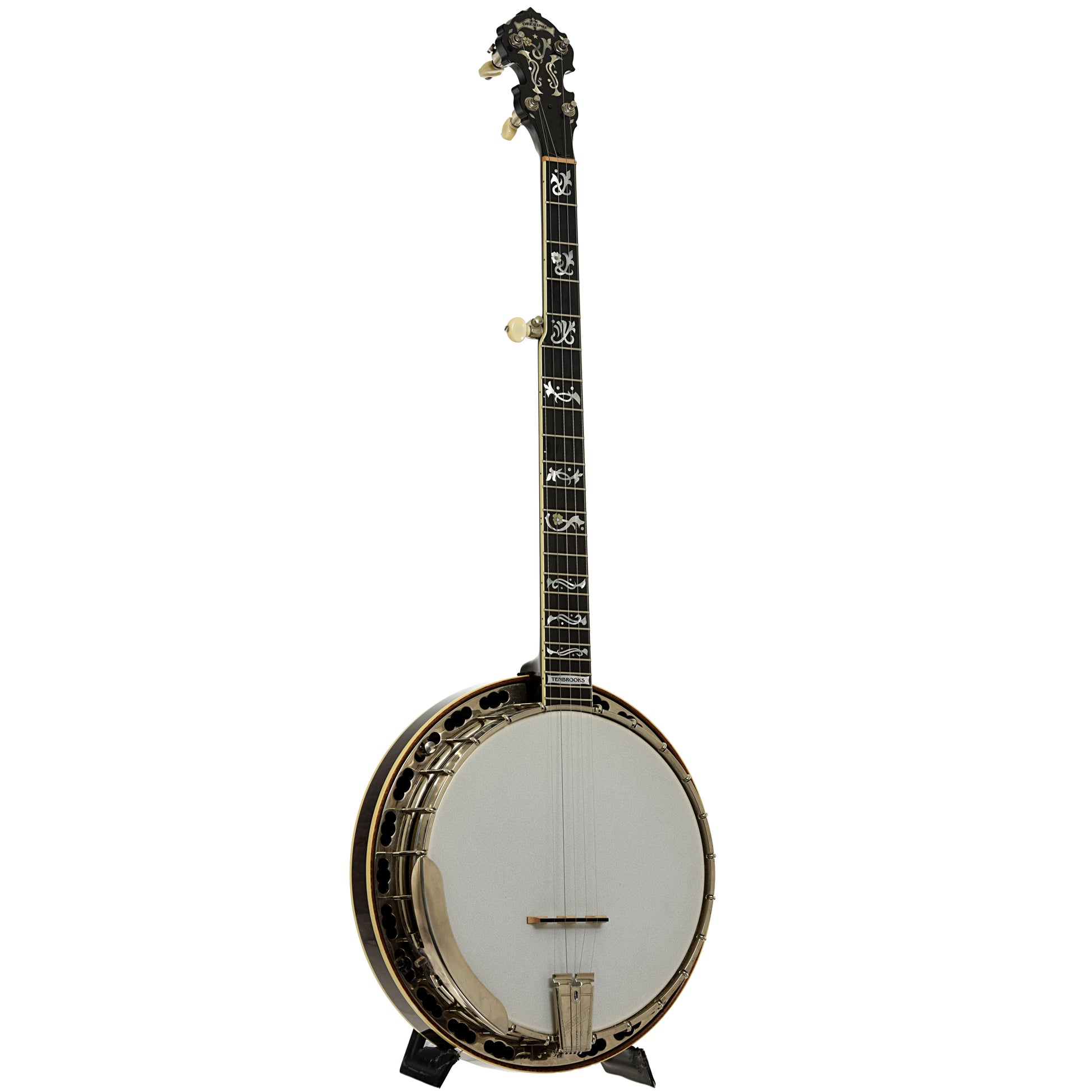 Full front and side of Deering Tenbrooks Saratoga Star Resonator Banjo