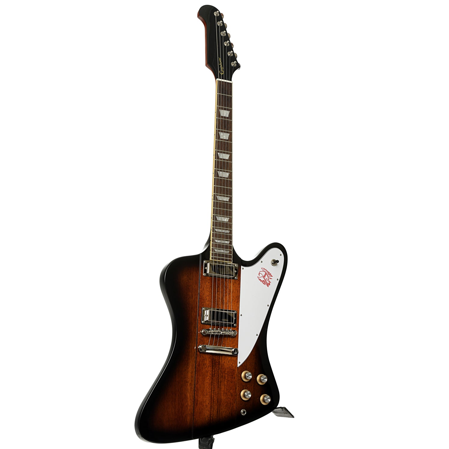 Full front and side of Epiphone Firebird Electric Guitar 
