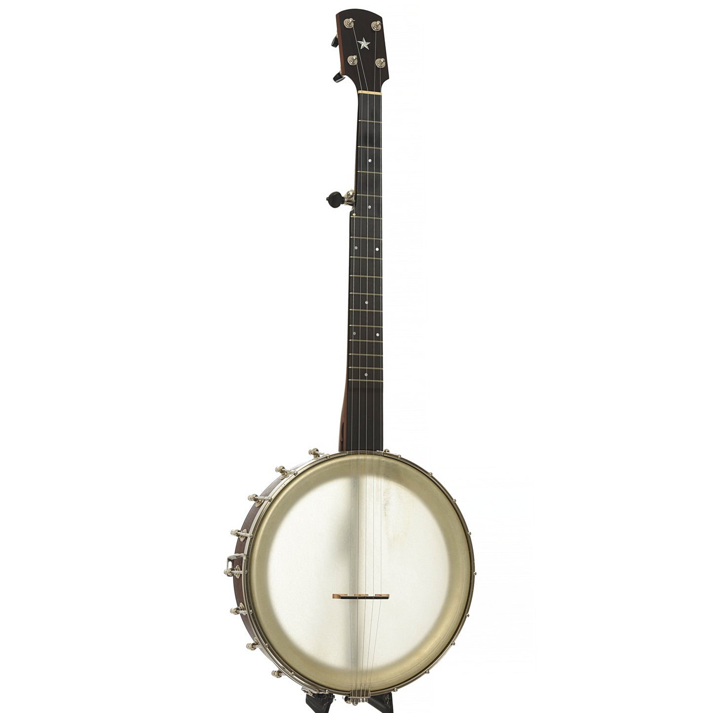 Full front and side of of Enoch Dobson Open Back Banjo 