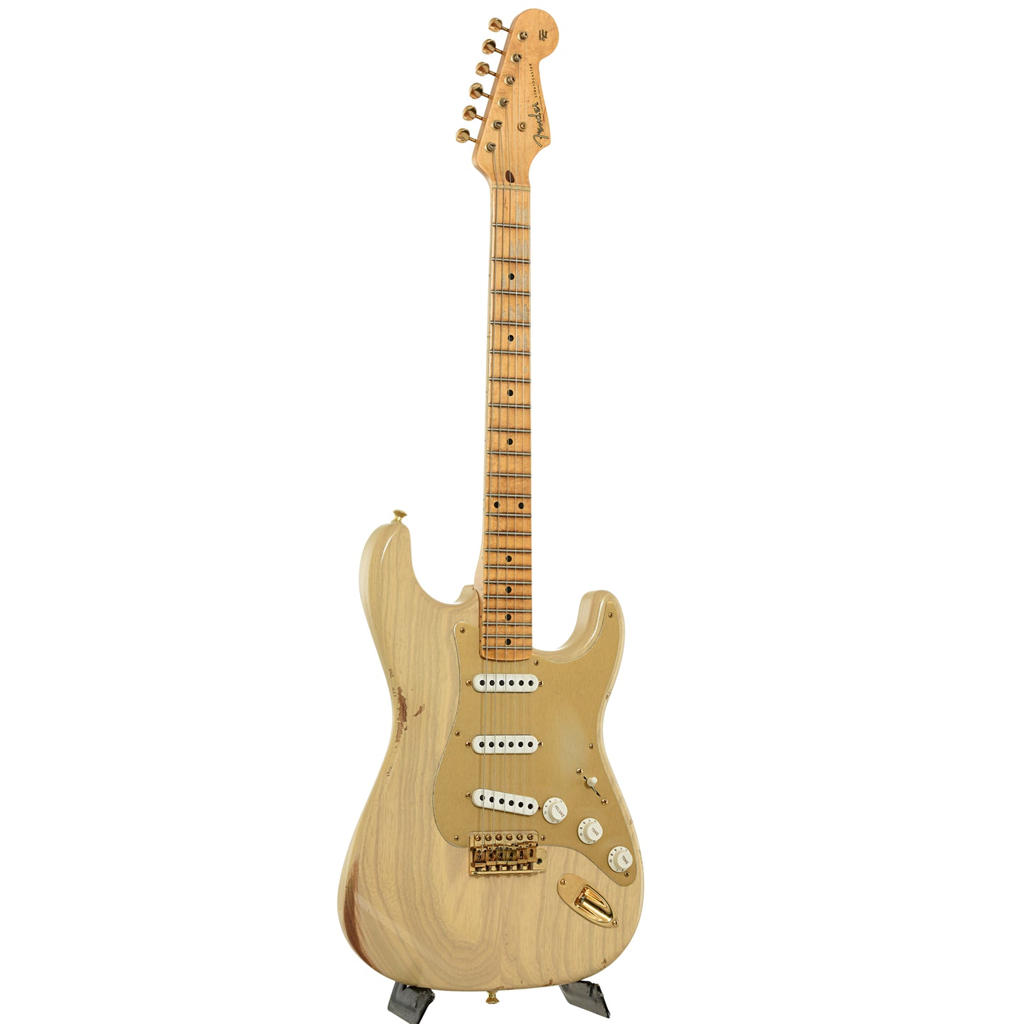 Full front and side of Fender Custom Shop LTD 1955 Bone Tone Relic Stratocaster 