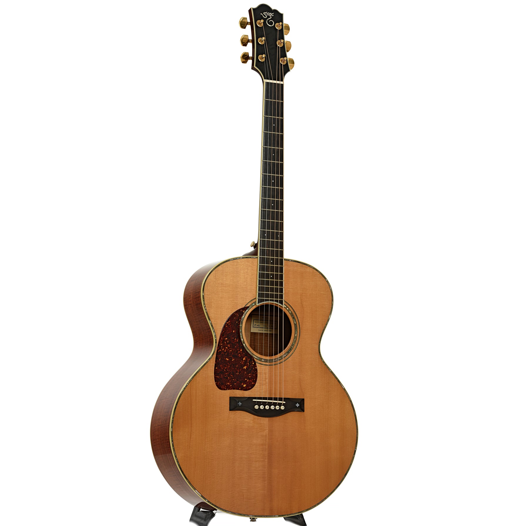Full front and side of Santa Cruz F Koa LH Acoustic Guitar 