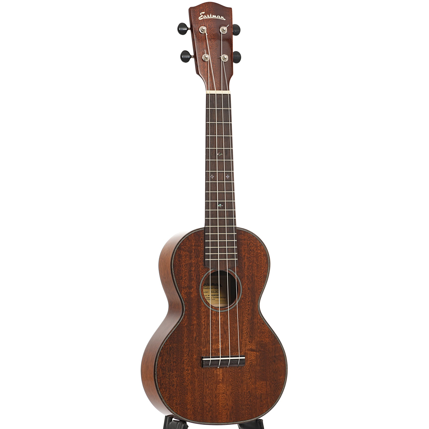 Full front and side of Eastman EU3C Concert Ukulele
