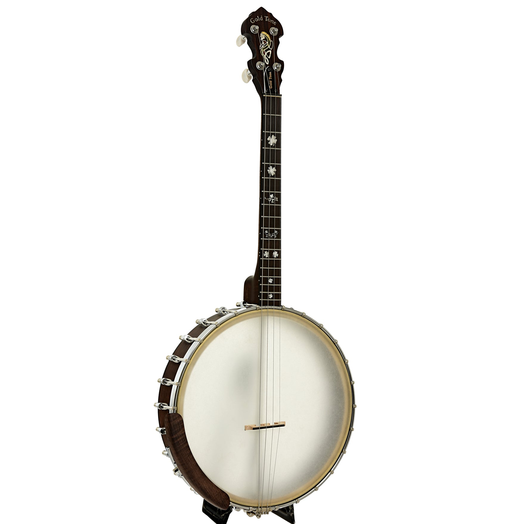 Front and side of Gold Tone Irish Tenor Banjo 