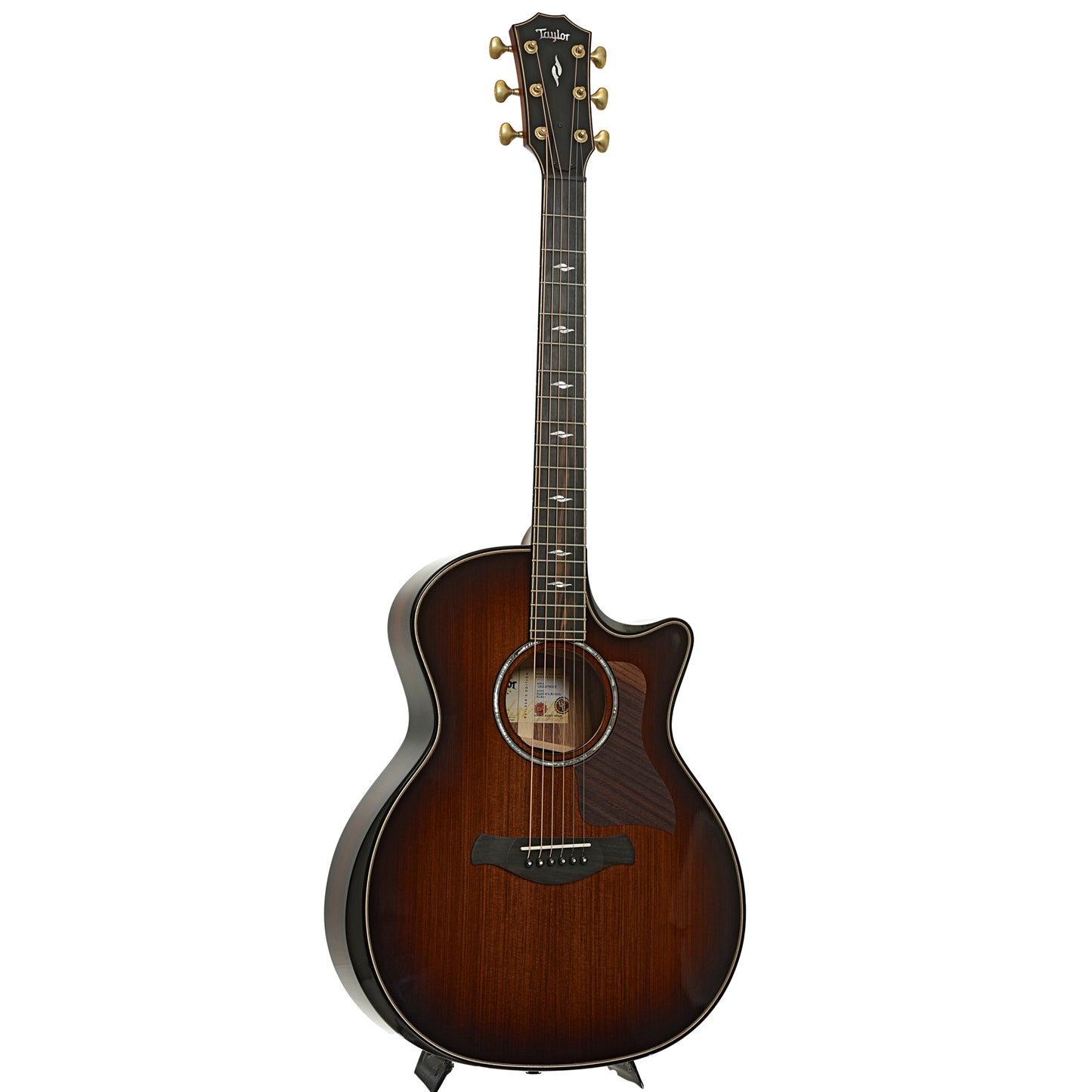 Full front and side of Taylor Next Generation Builder's Edition 814ce Acoustic-Electric Guitar & Case, Honduran Rosewood/Sinker Redwood