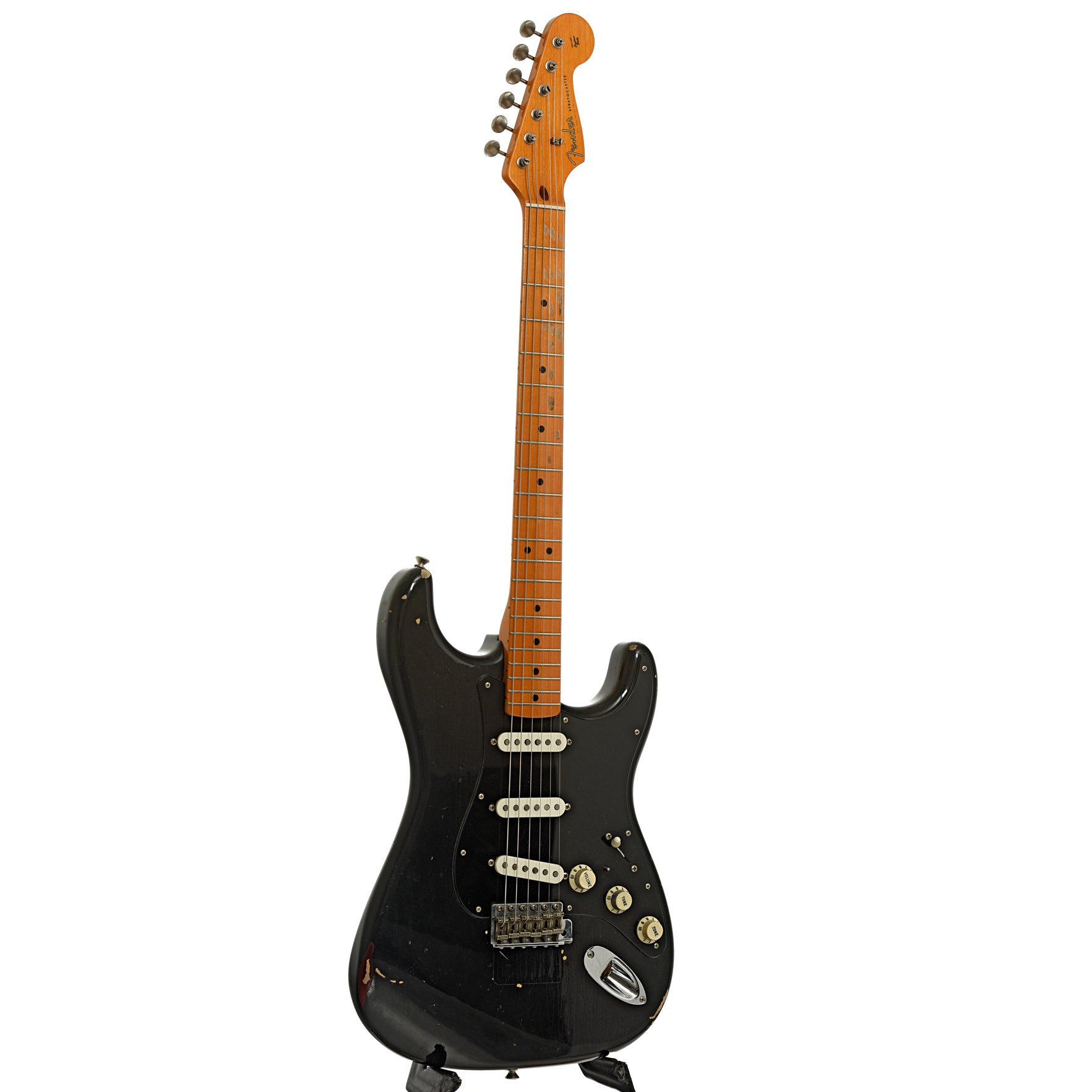 Full front and side of Fender Custom Shop David Gilmour Relic Stratocaster Electric Guitar