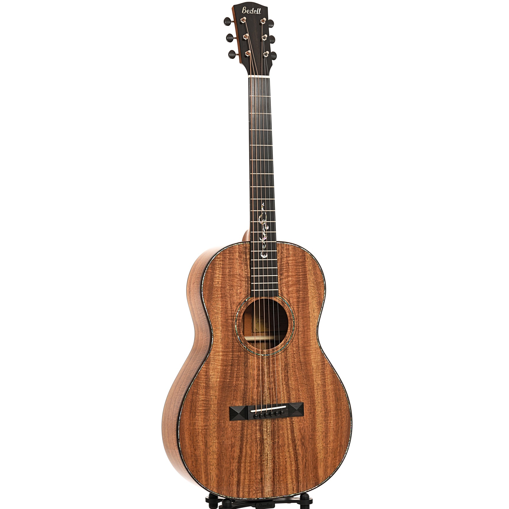 Full front and side of Bedell Limited Edition Fireside Parlor Koa