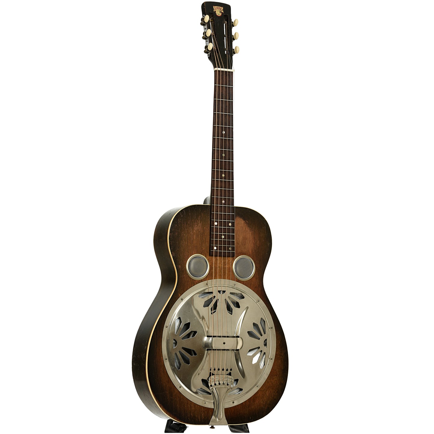 Full front and side of Dobro Model 27 Squareneck Resonator Guitar