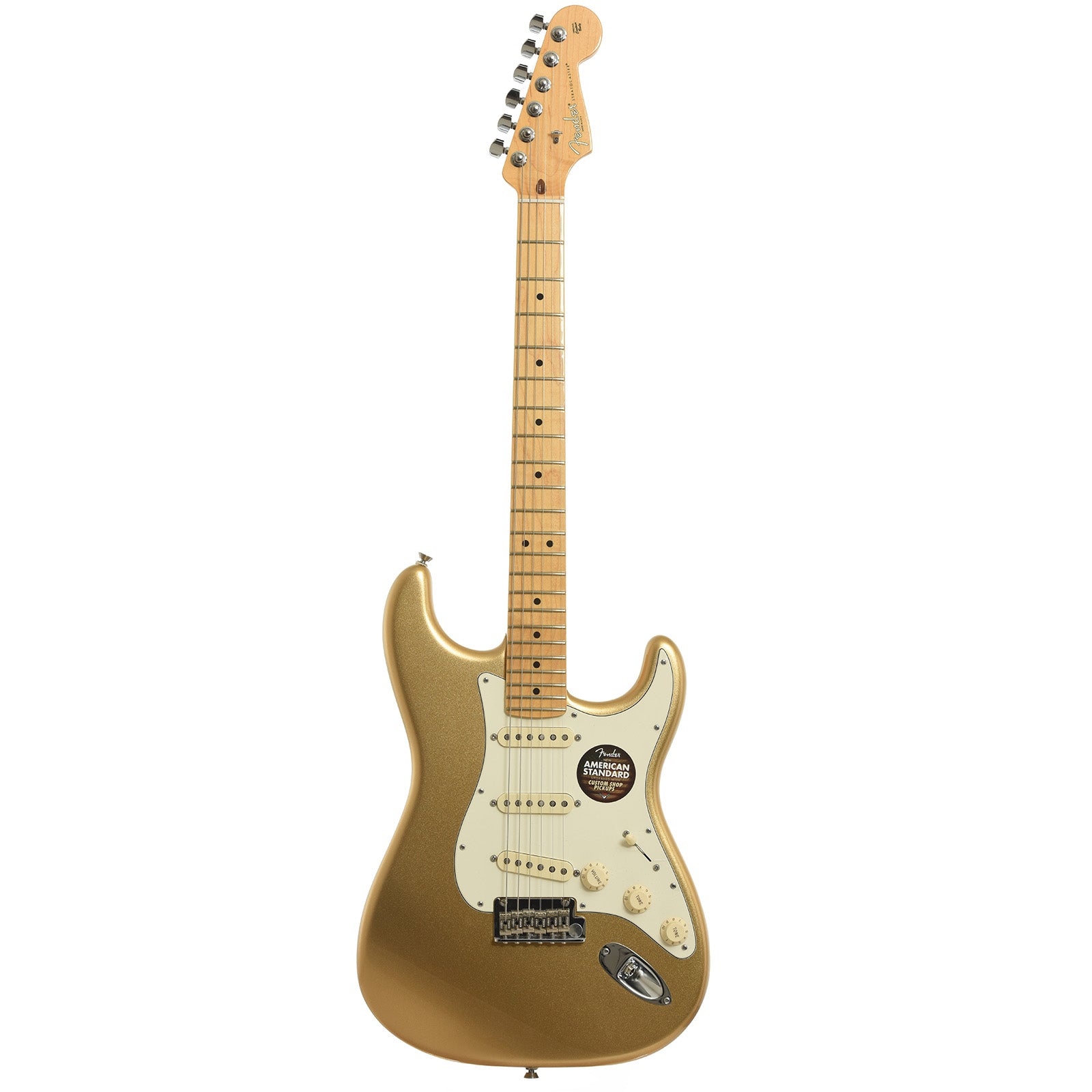 Full front of Fender FSR 60th Anniversary American Standard Stratocaster Aztec Gold Electric Guitar 