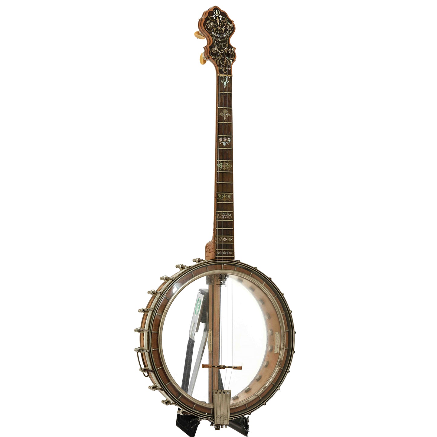 Full front and side of Orpheum No.3 Tenor Banjo