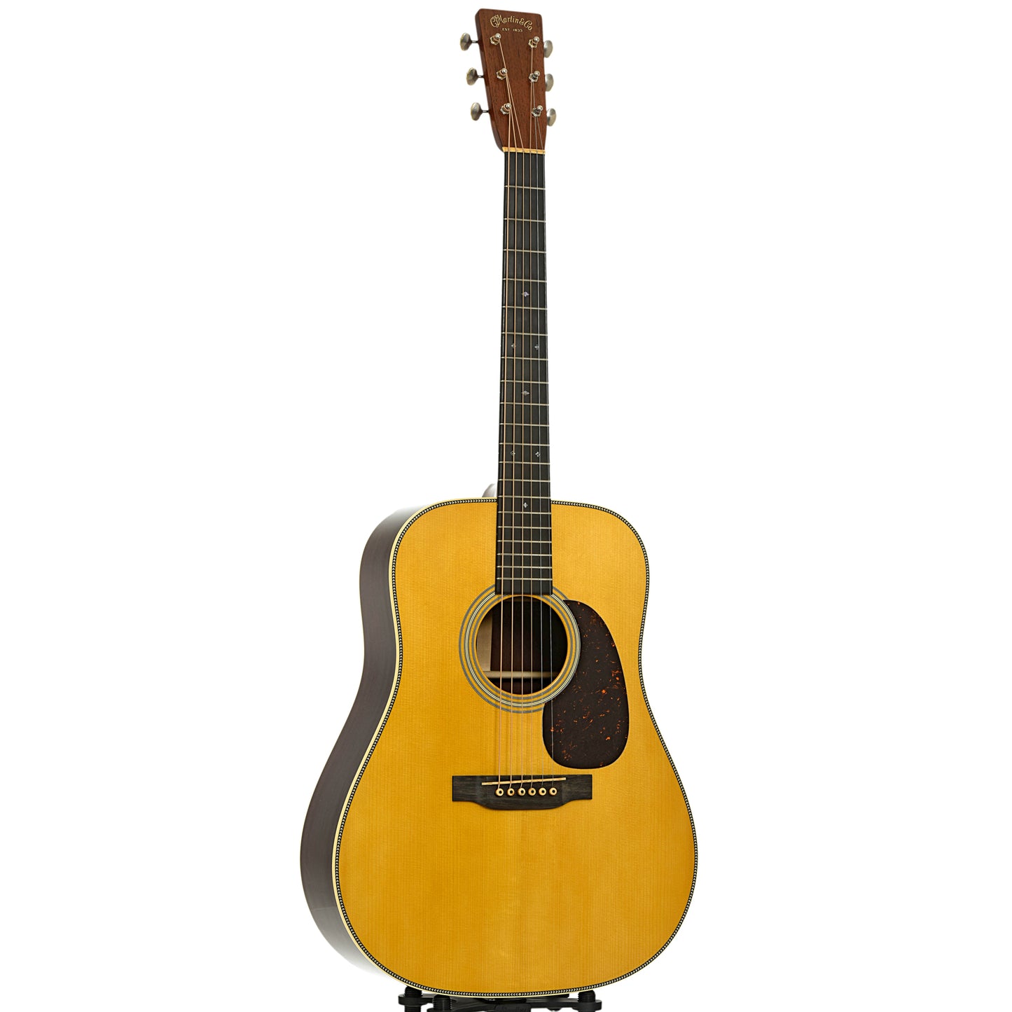 Full front and side of Martin Custom Shop HD-28 Authentic, Madagascar Rosewood, Acoustic Guitar & Case