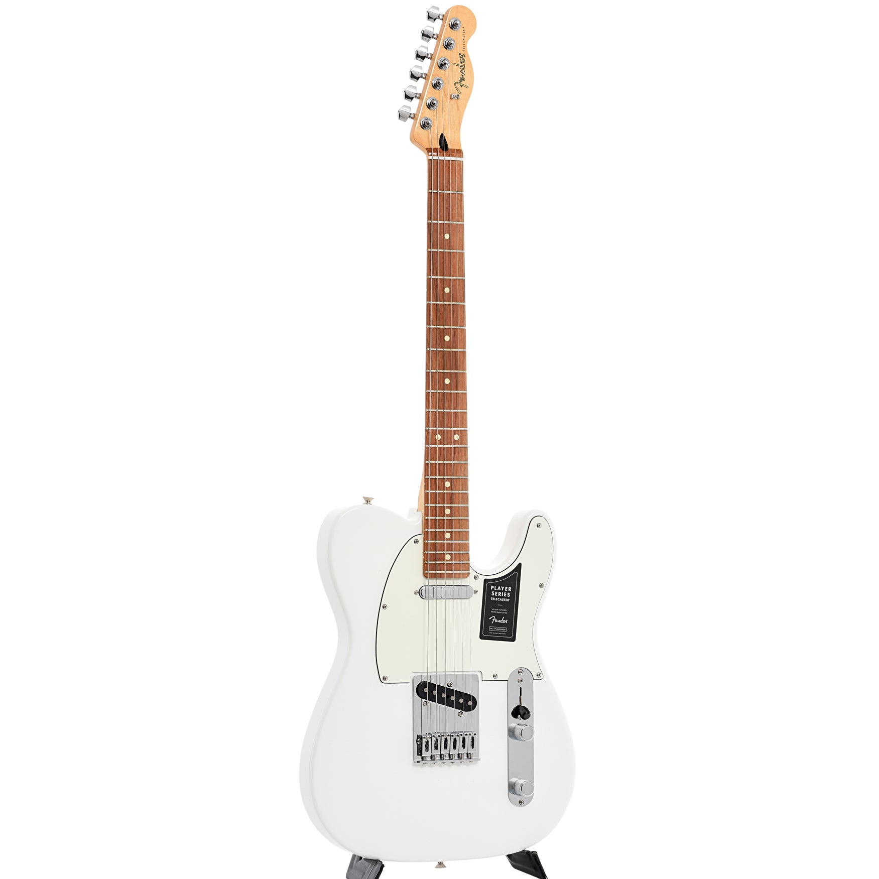 Full front and side of Fender Player Telecaster, Polar White