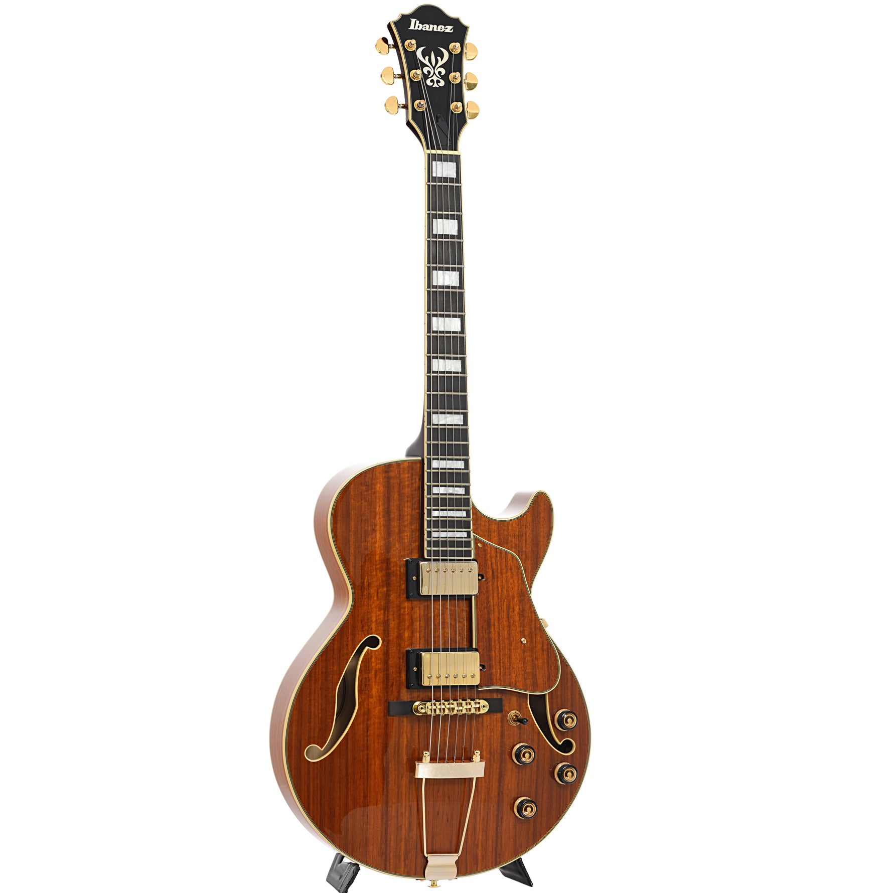 Full front and side of Ibanez Artcore Expressionist AG95K Hollowbody Guitar, Natural