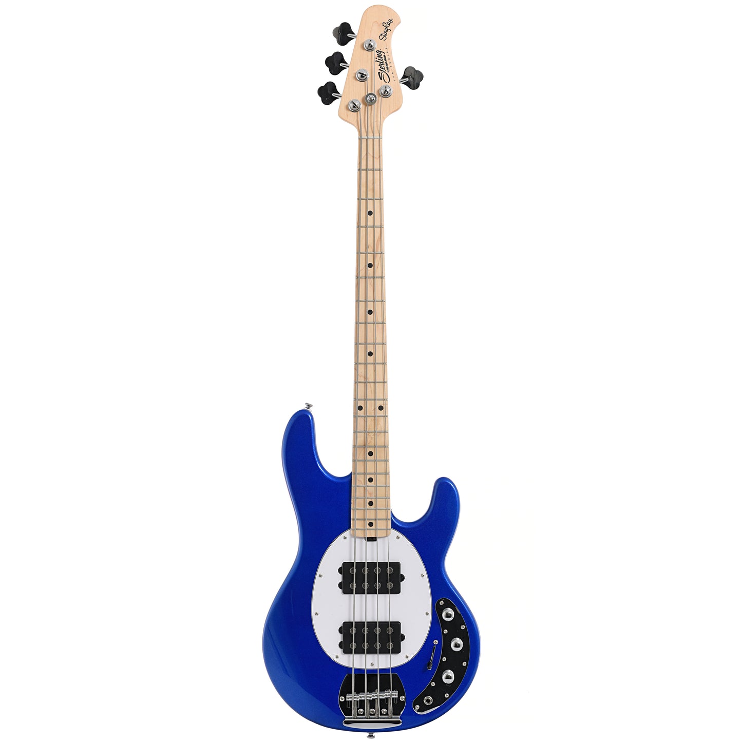 Full front of Sterling by Music Man RAY4HH 4-String Bass, Cobra Blue