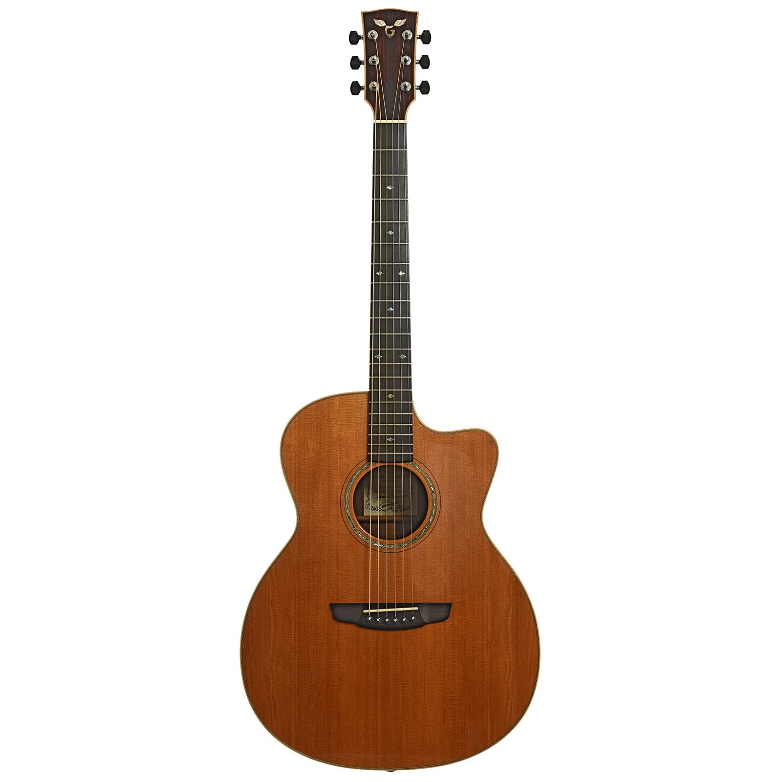 Full front of Goodall CCJC Master Sitka / Cocobolo Jumbo Guitar
