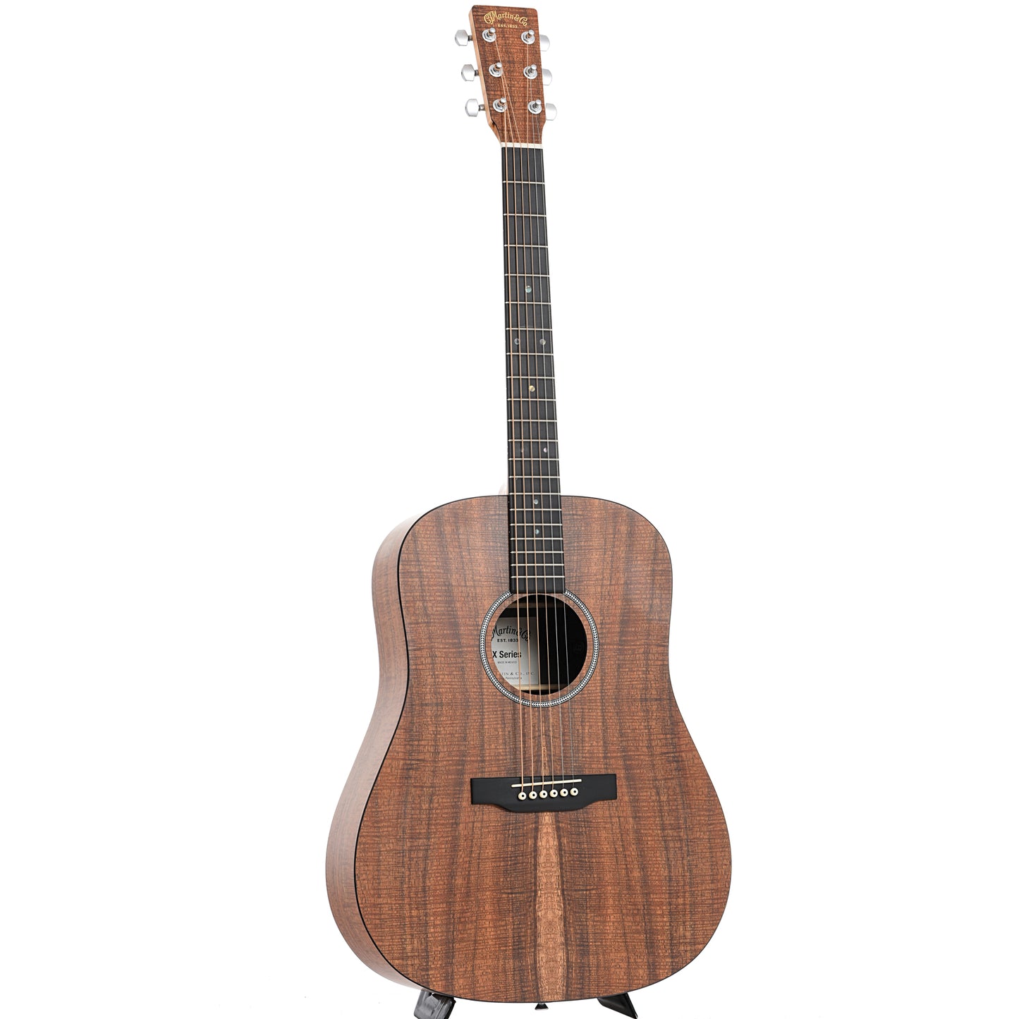 Full front and side of Martin D-X1E Koa Acoustic Guitar 