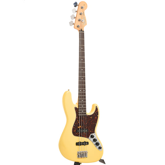 Full front and side of Fender Deluxe Active Jazz Electric Bass 