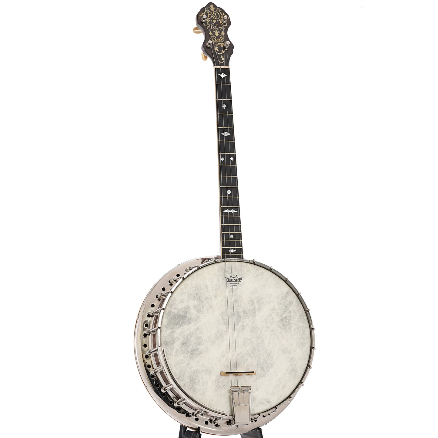 Full front and side of Bacon & Day Silver Bell No.1 Tenor Banjo (c.1923)