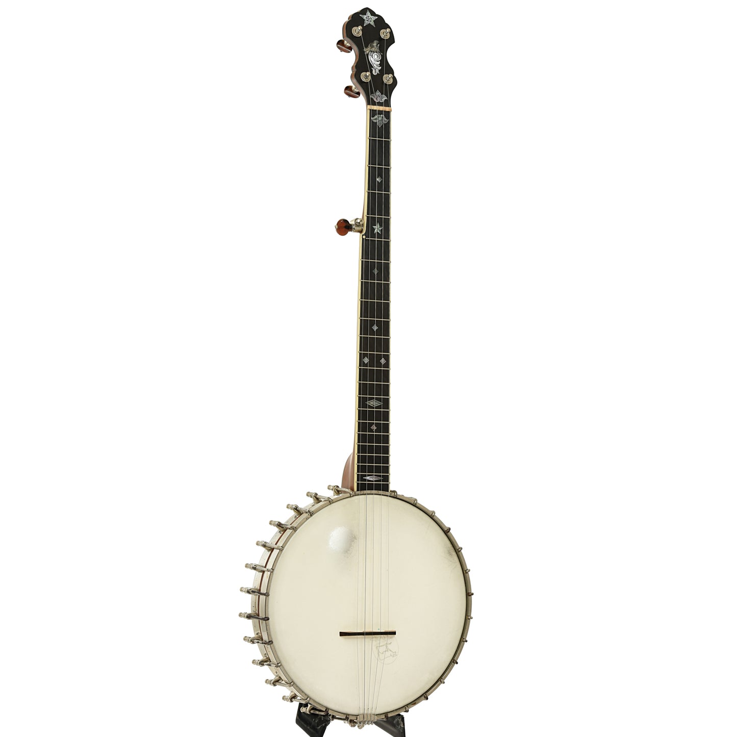 Full front and side of R.M. Anderson Vega Tubaphone Conversion Banjo