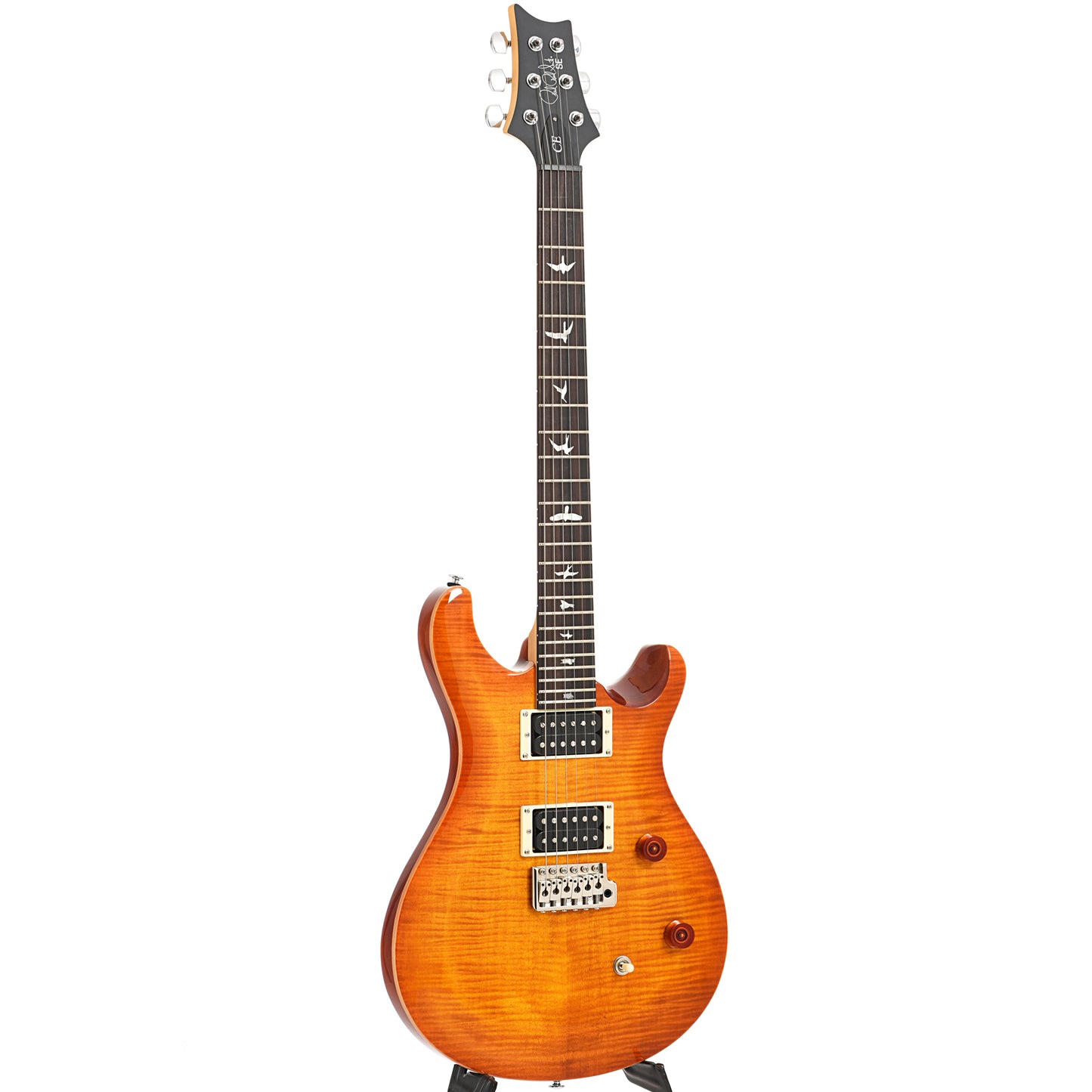 Full front and side of PRS SE CE24 Electric Guitar, Vintage Sunburst