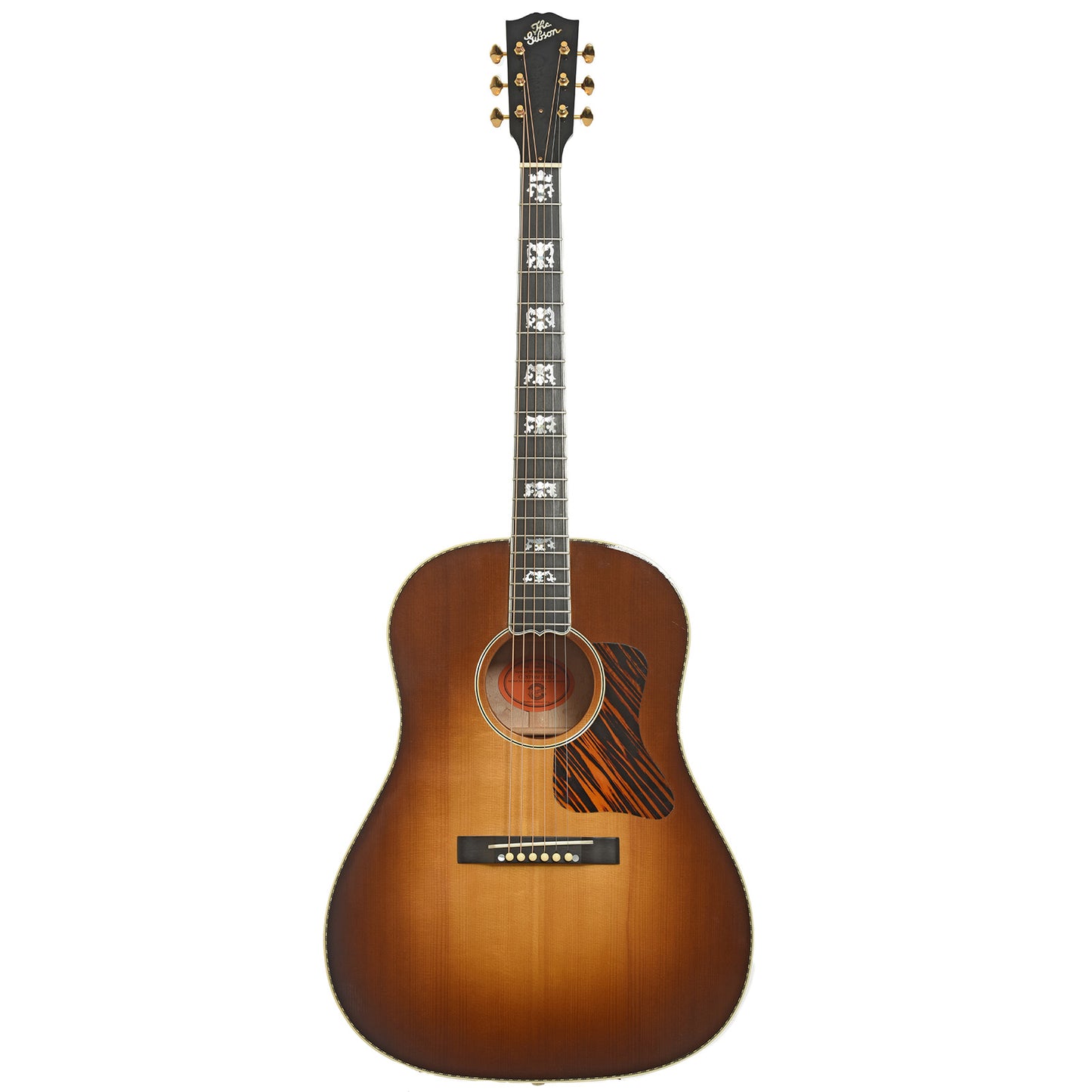 Full front of Gibson Birdseye Maple Advanced Jumbo Acoustic Guitar