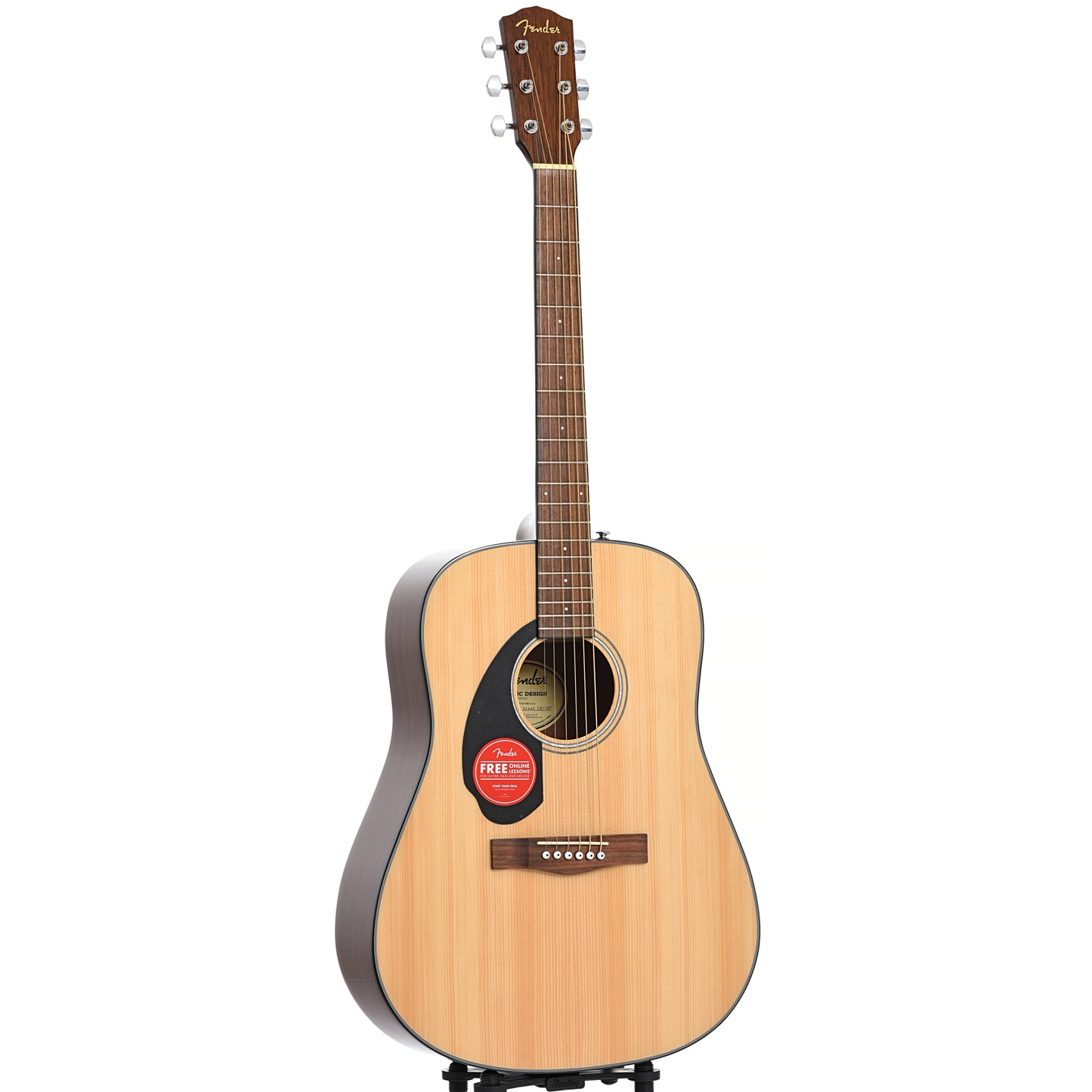 Full front and side of Fender CD-60S Left Handed Acoustic Guitar