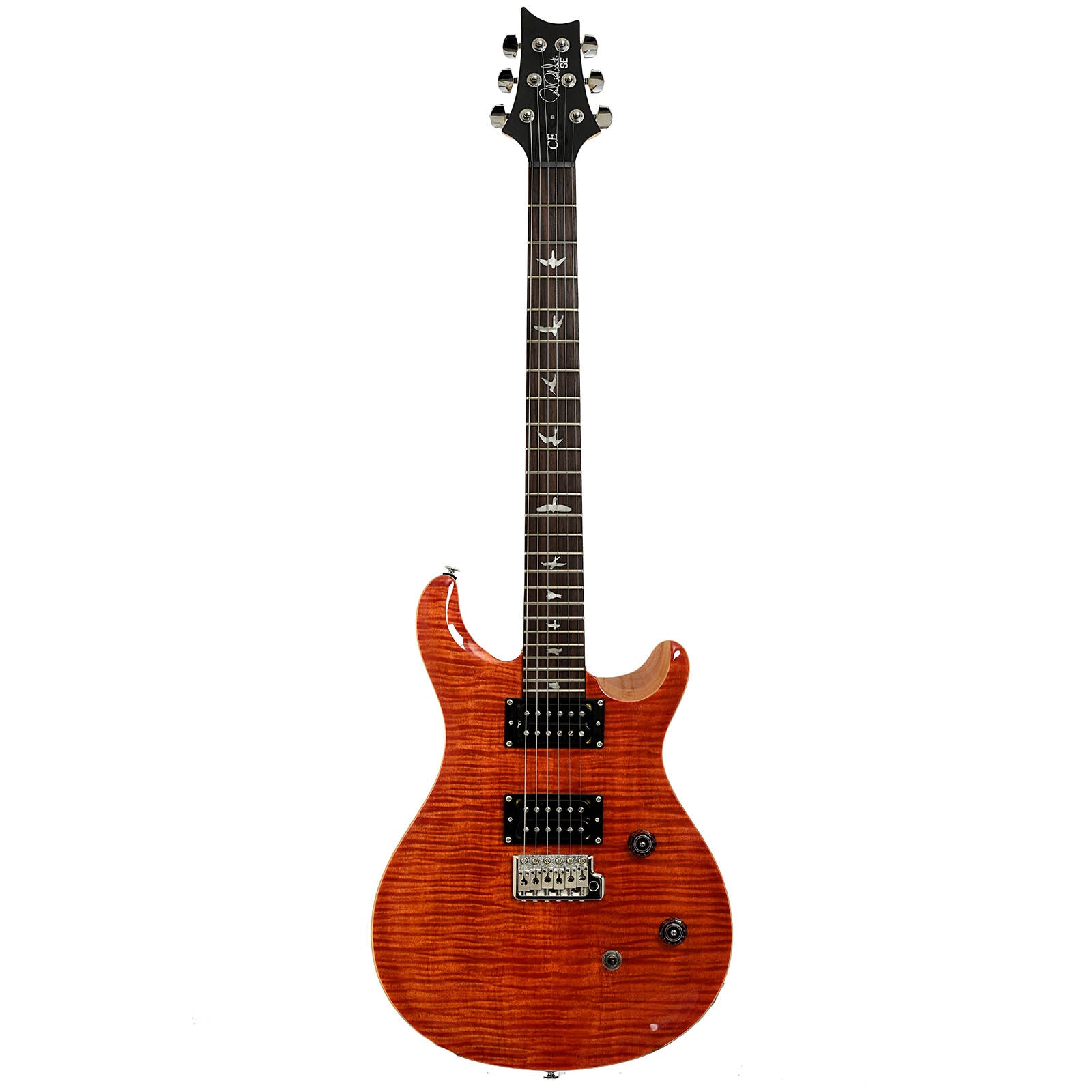 Full front of PRS SE CE24 Electric Guitar, Blood Orange