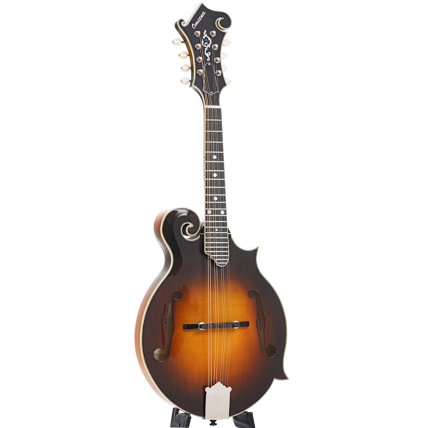 Full front and side of Omeena F-Model Mandolin (2023)