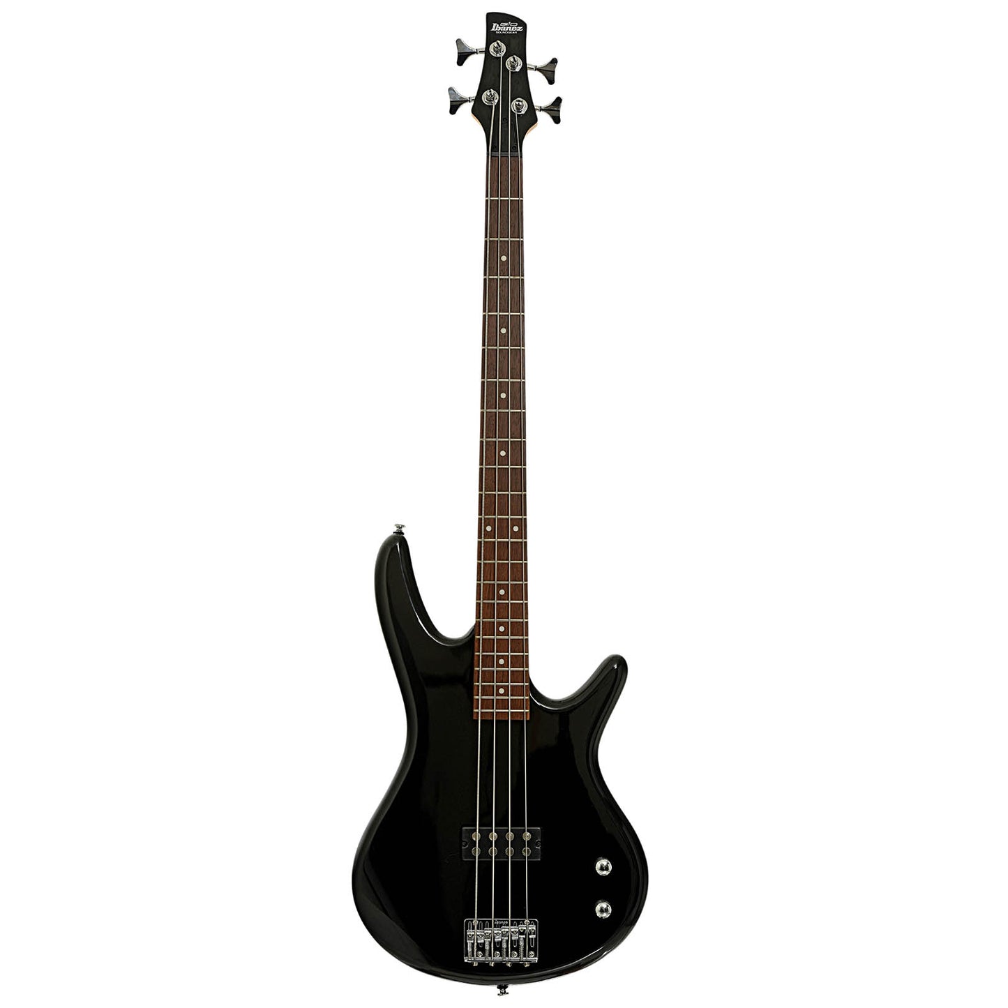 Full front of Ibanez Gio GSR100EX Electric Bass Guitar, Black