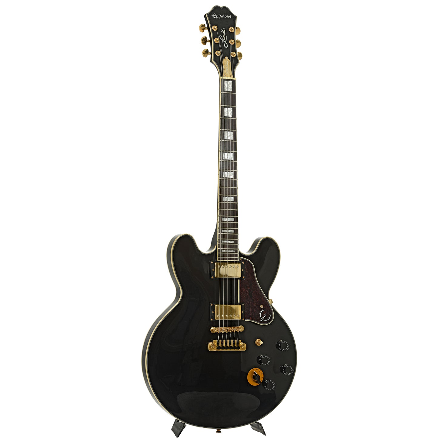 Full front and side of Epiphone Lucille Hollowbody Electric Guitar