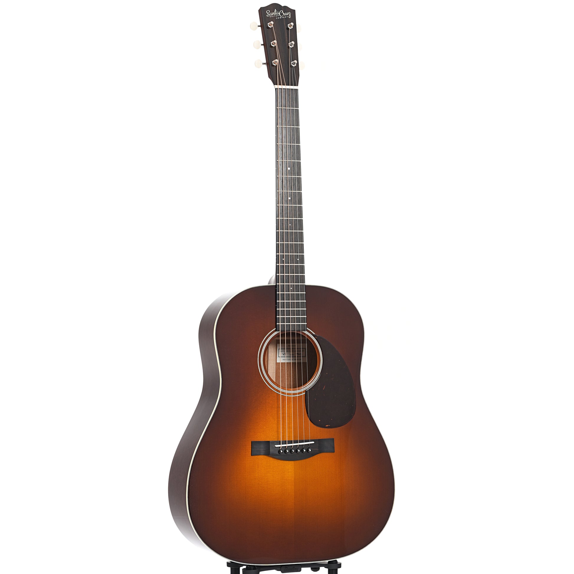 Full front and side of Santa Cruz Custom Vintage Jumbo Acoustic Guitar