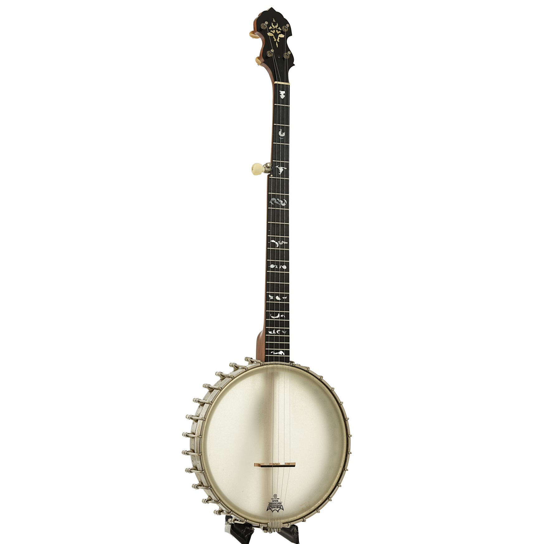 Full front and side of Vega Tubaphone Conversion Openback Banjo 