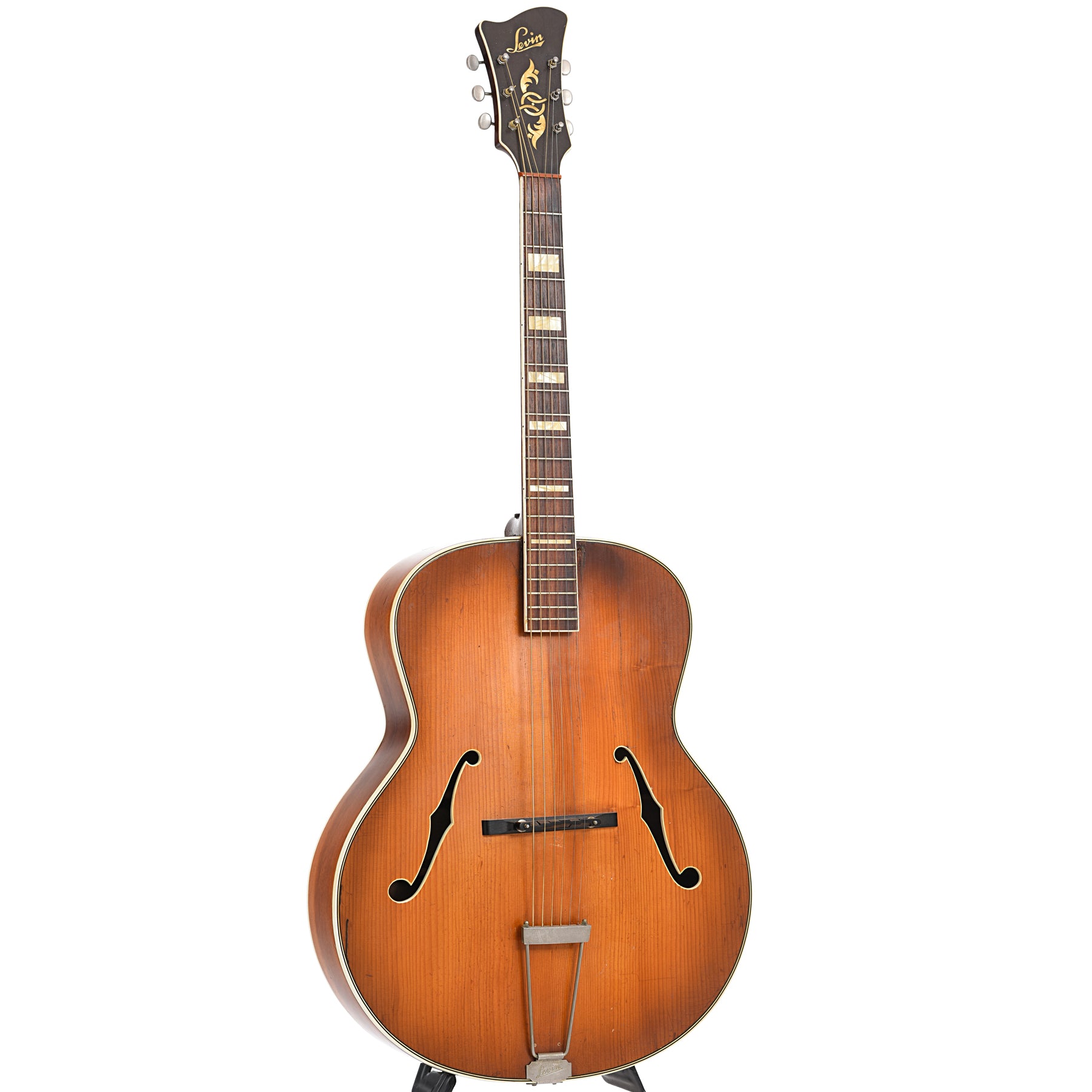 Full front and side of Levin Garanti Archtop Acoustic Guitar (1950)