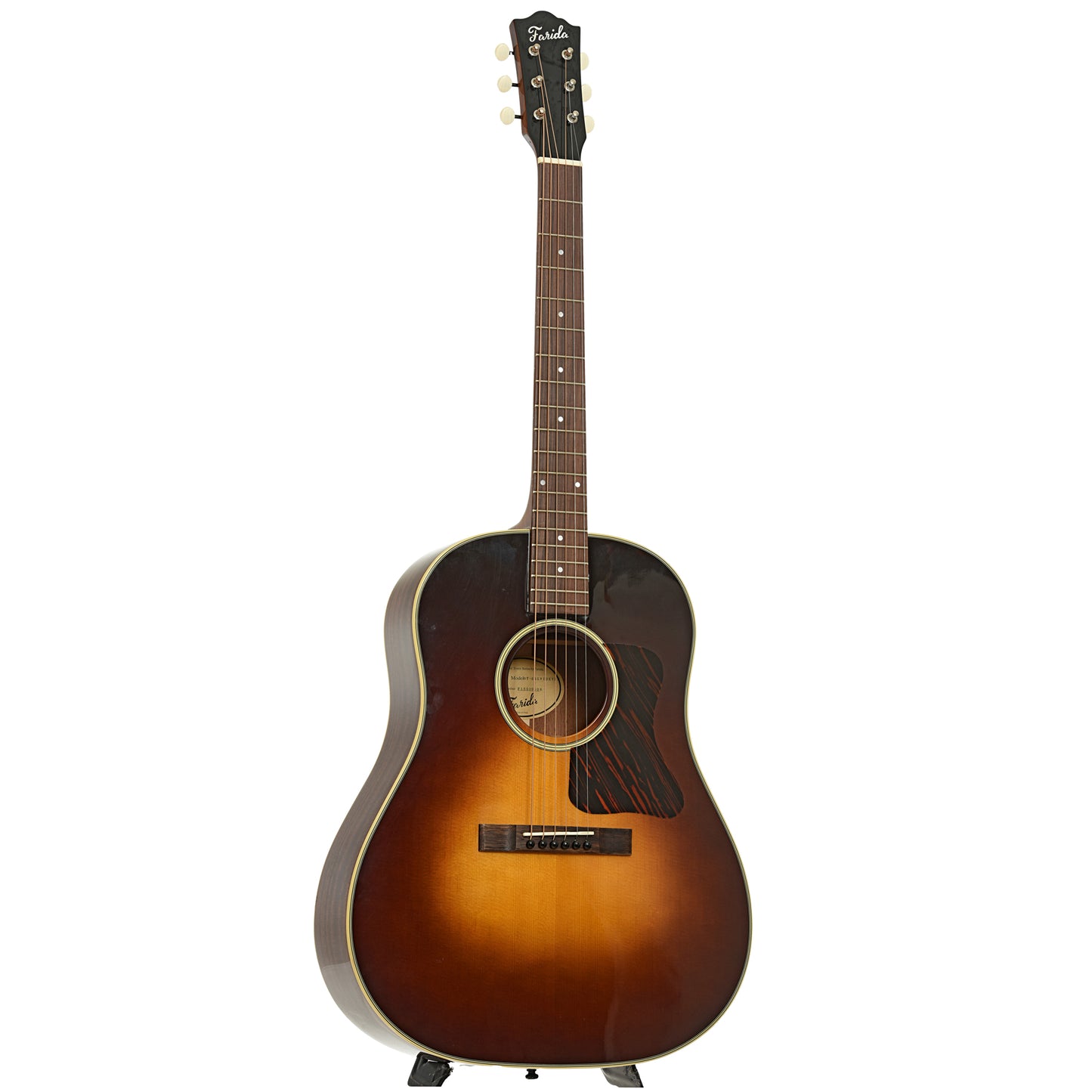 Full front and side of Farida Holiday Pack, All Solid Dreadnought Acoustic Guitar