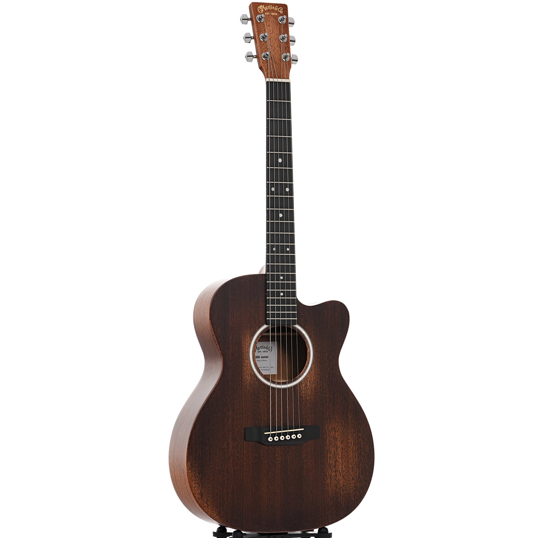 Full front and side of Martin 000CJR-10E StreetMaster