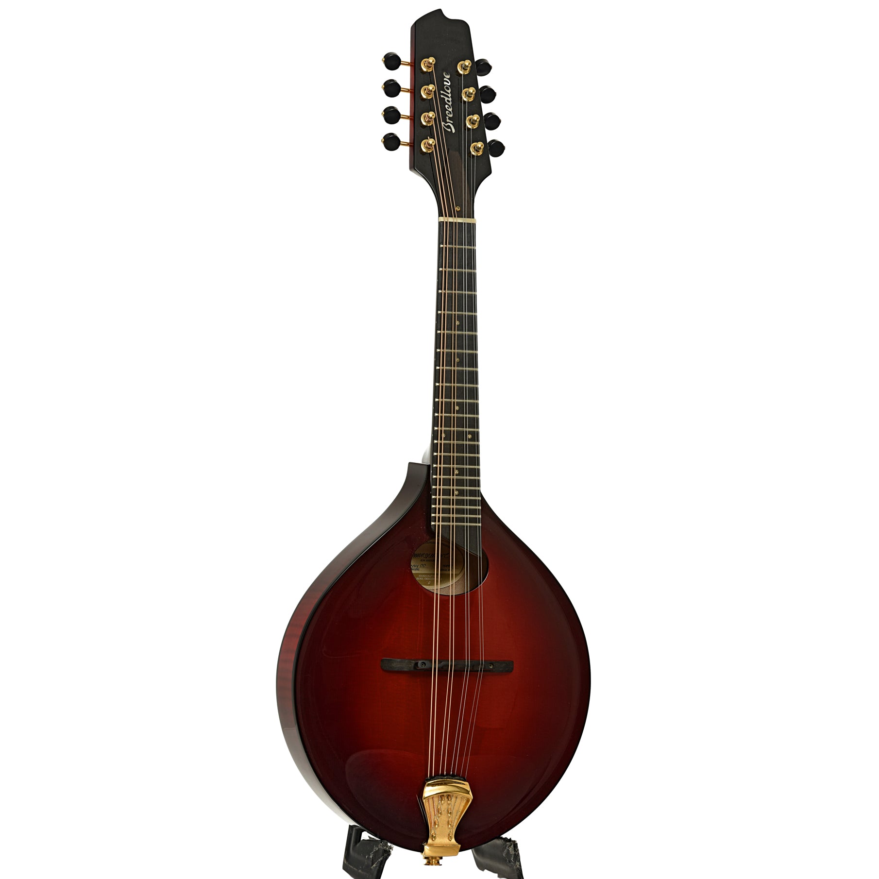 Full front and side of Breedlove Legacy OO A-Style Mandolin