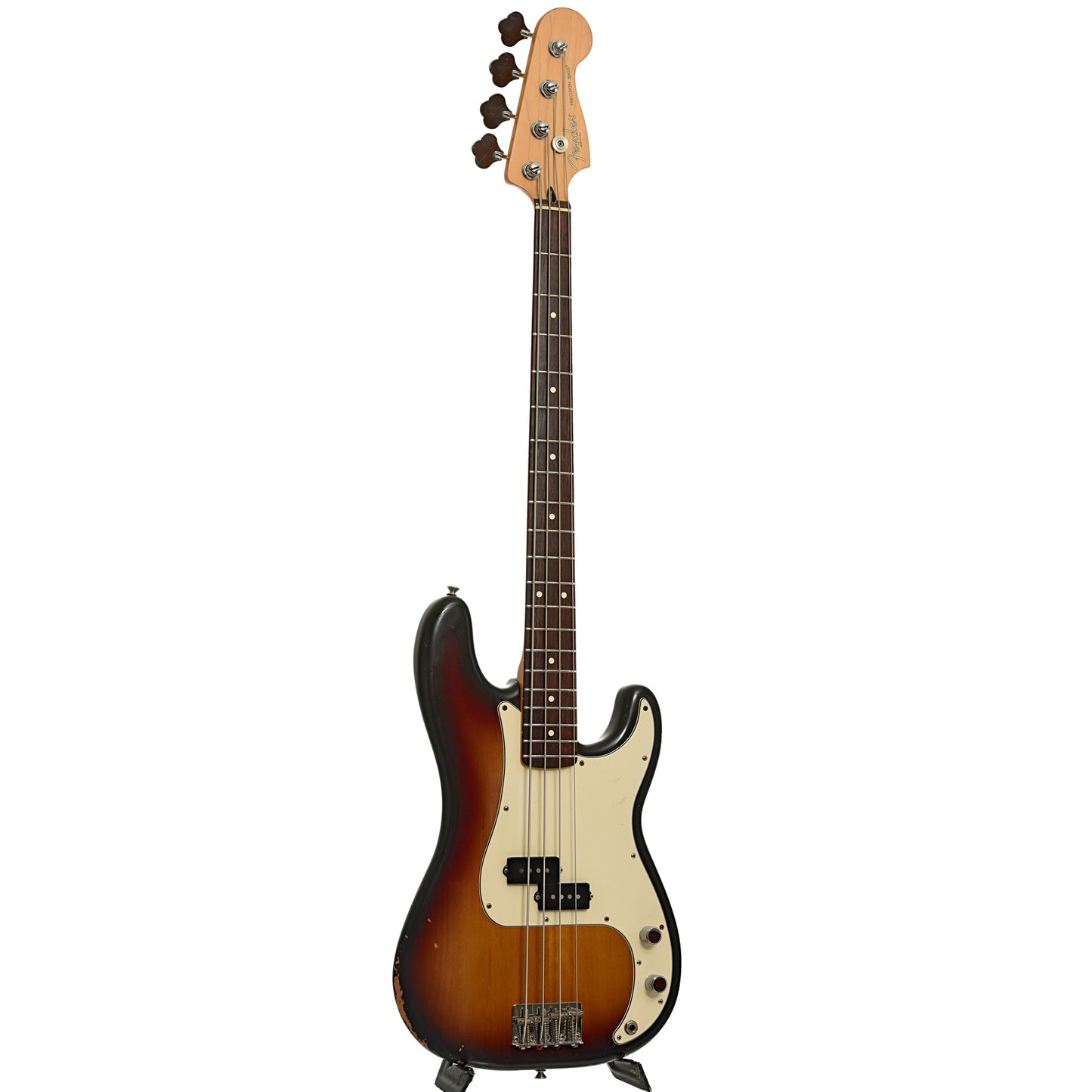 Full front and side of Fender American Series Precision Electric Bass 
