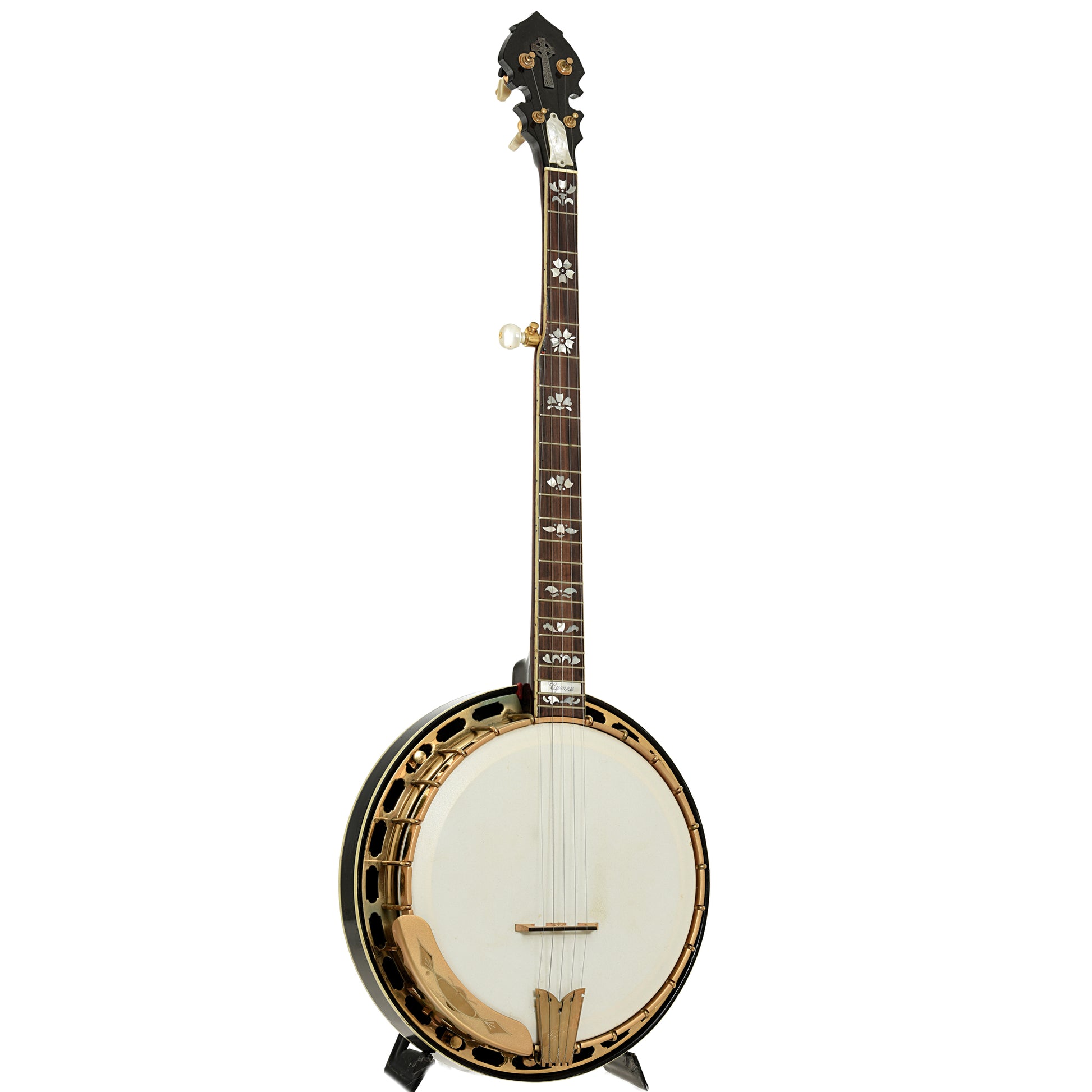 Full front and side of Cymru Parts Resonator Banjo 