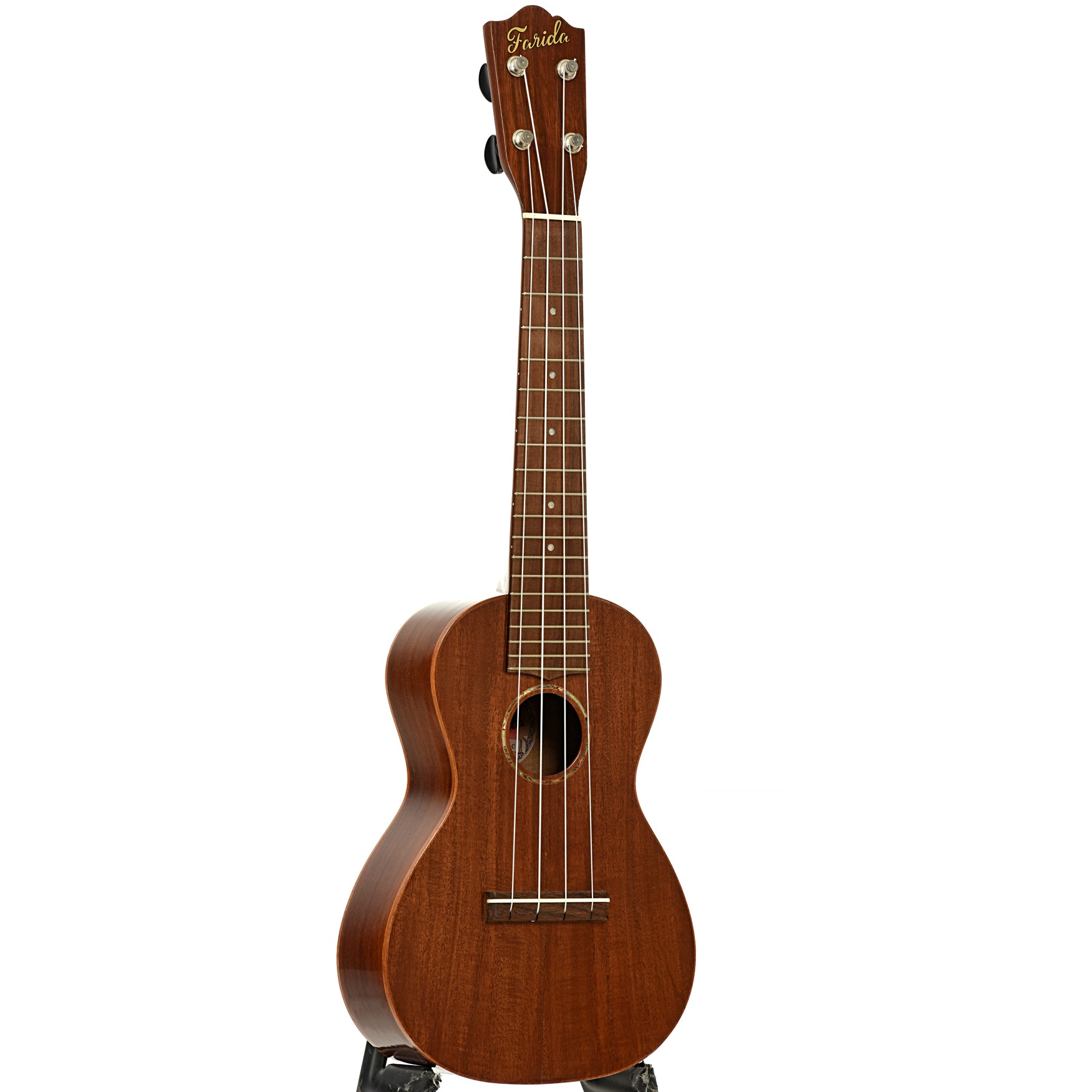 Full front and side of Farida Holiday Pack, Concert Ukulele