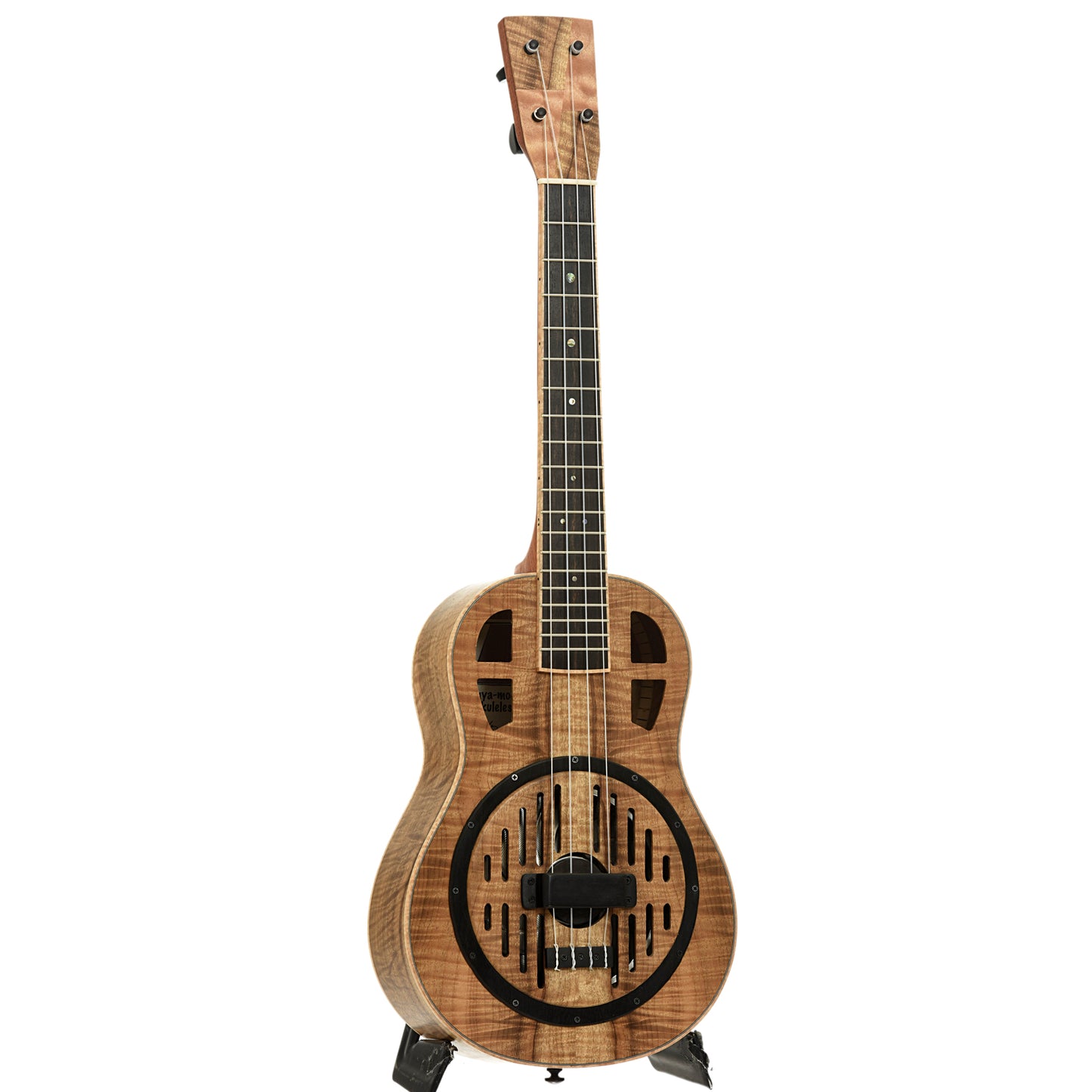 Full front and side of Mya-Moe Resonator Tenor Ukulele