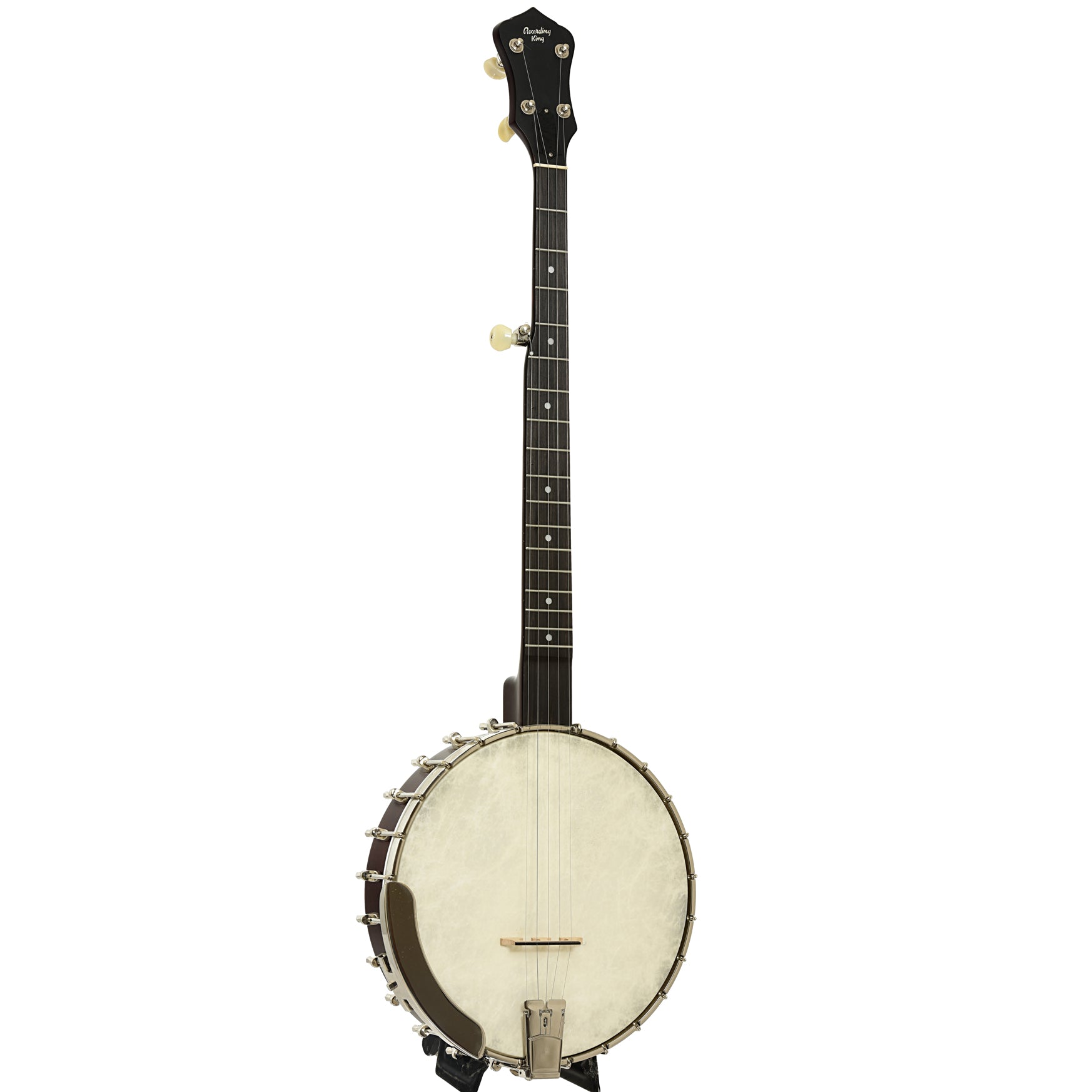 Full front and side of Recording King OT-25 Madison Openback Banjo