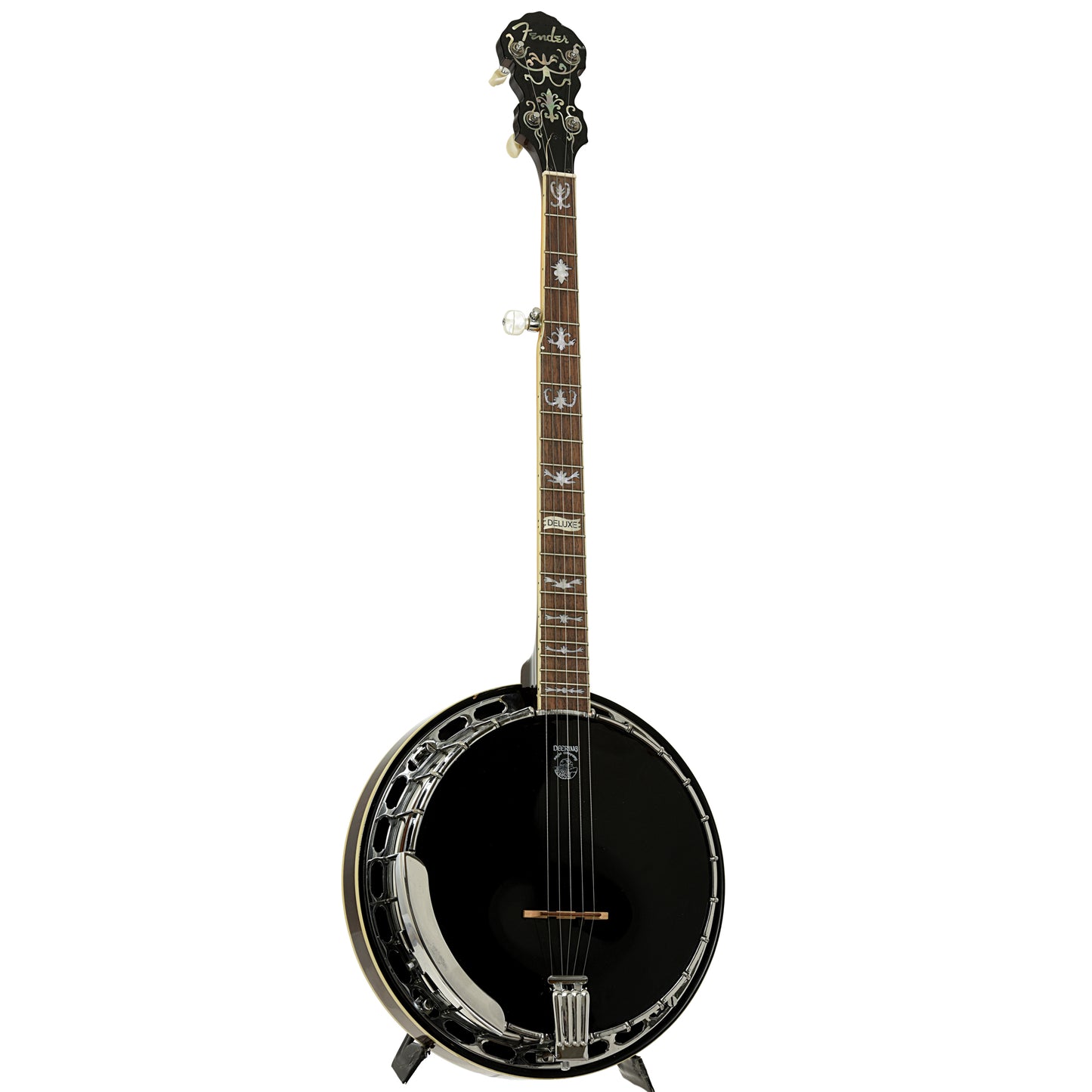 Full front and side of Fender FB-58 Resonator Banjo 