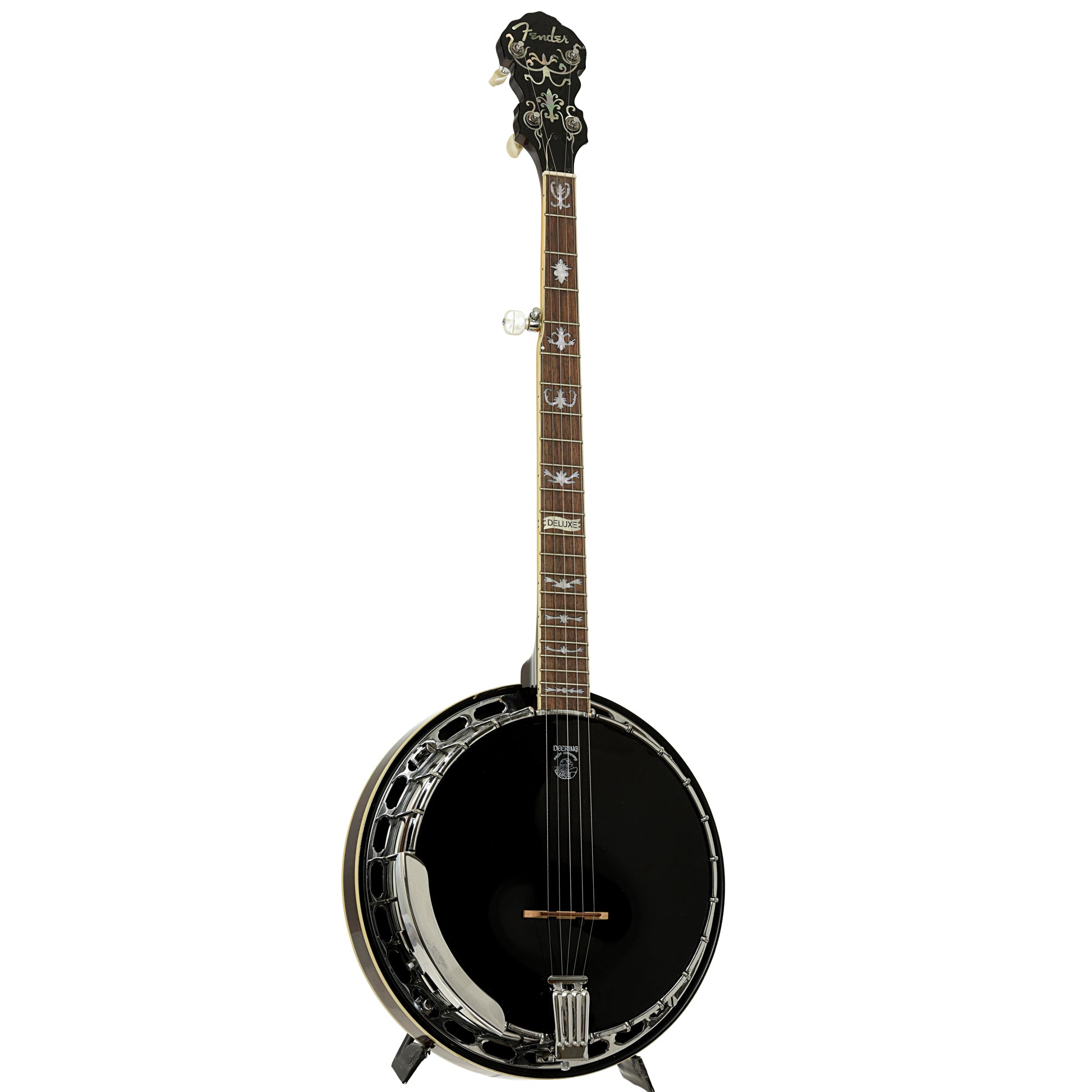 Full front and side of Fender FB-58 Resonator Banjo 