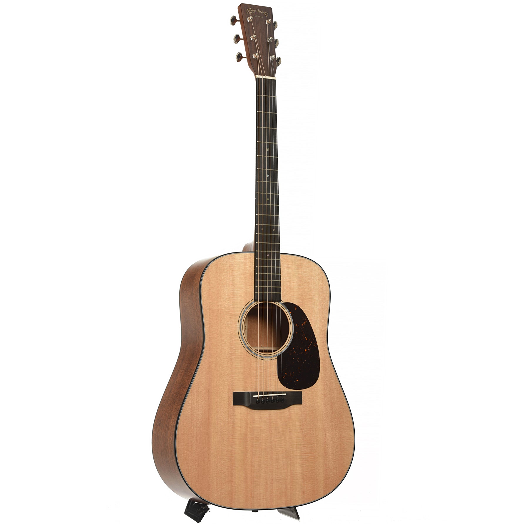 Full front and side of Martin Custom Shop D-18 Short Scale Acoustic Guitar