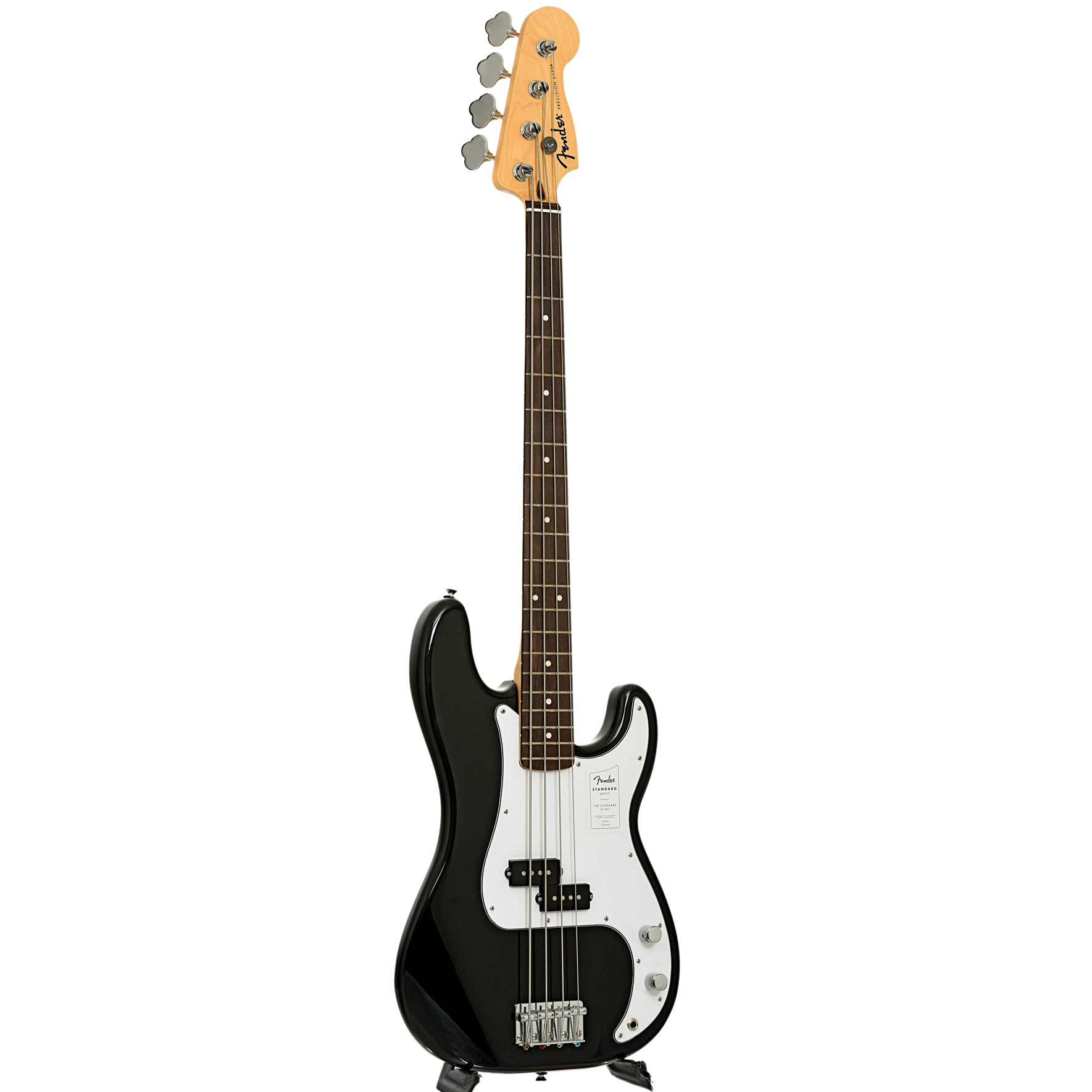 Full front and side of Fender Standard Precision Bass, Black