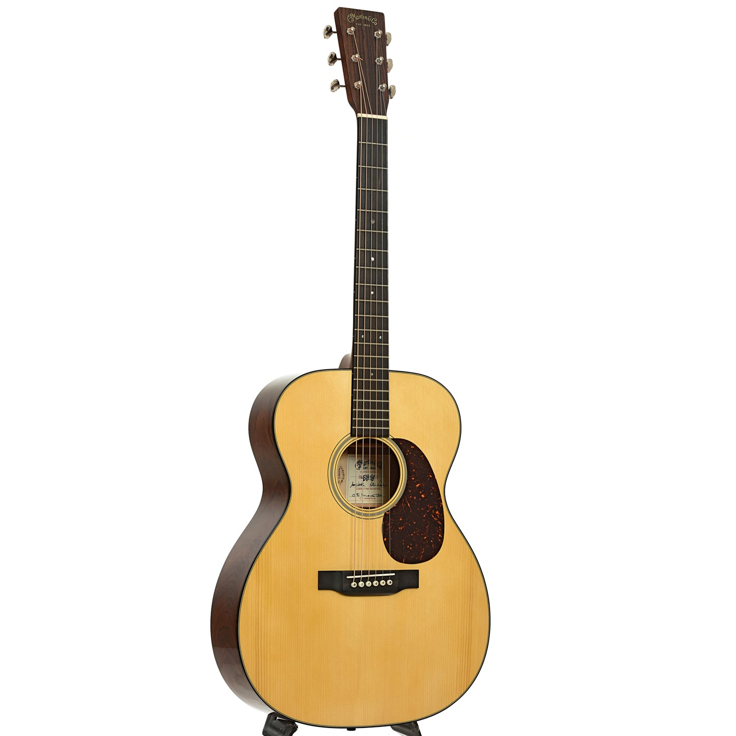 Full front and side of Martin Custom Shop 000-18 Elderly 50th Anniversary Acoustic Guitar 