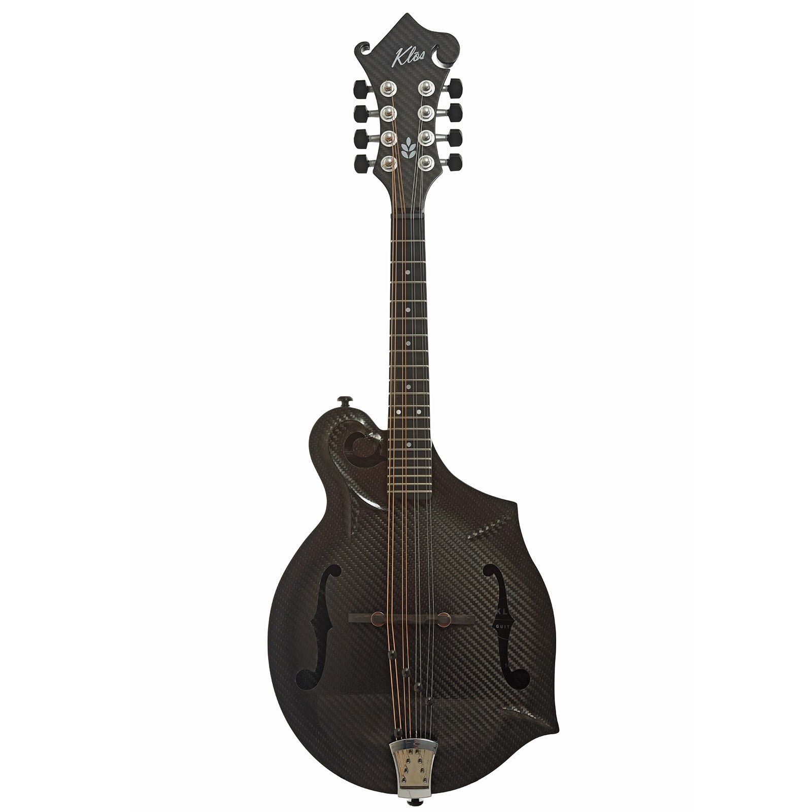 Full front of KLOS Carbon Fiber F-Style Mandolin 